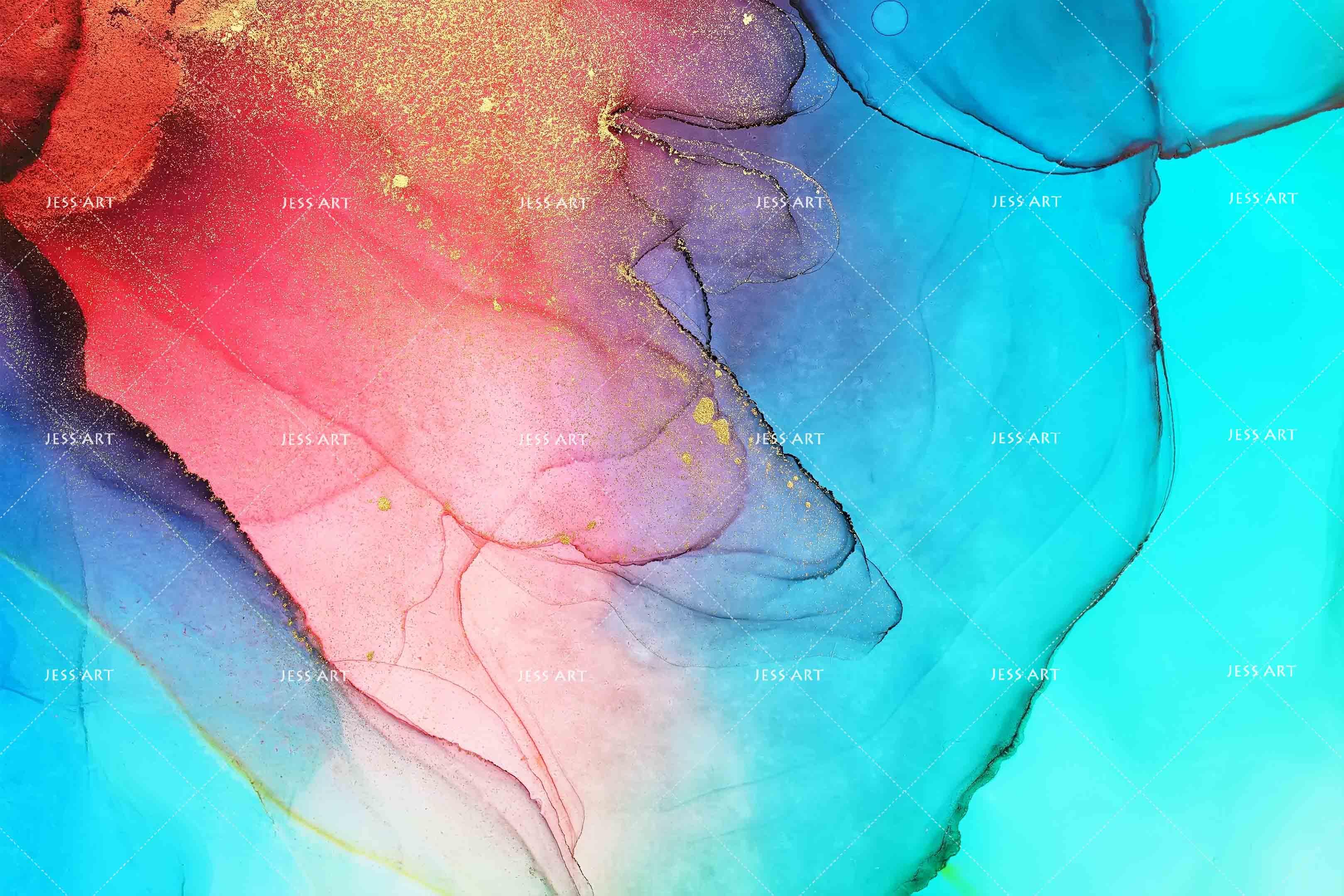 3D Pink Blue Ink Wall Mural Wallpaper 8- Jess Art Decoration