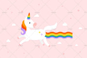 3D Cartoon Pink Sky Rainbow Unicorn Wall Mural Wallpaper LXL 217- Jess Art Decoration