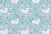3D White Cat Flower Pattern Wall Mural Wallpaper A92 LQH- Jess Art Decoration