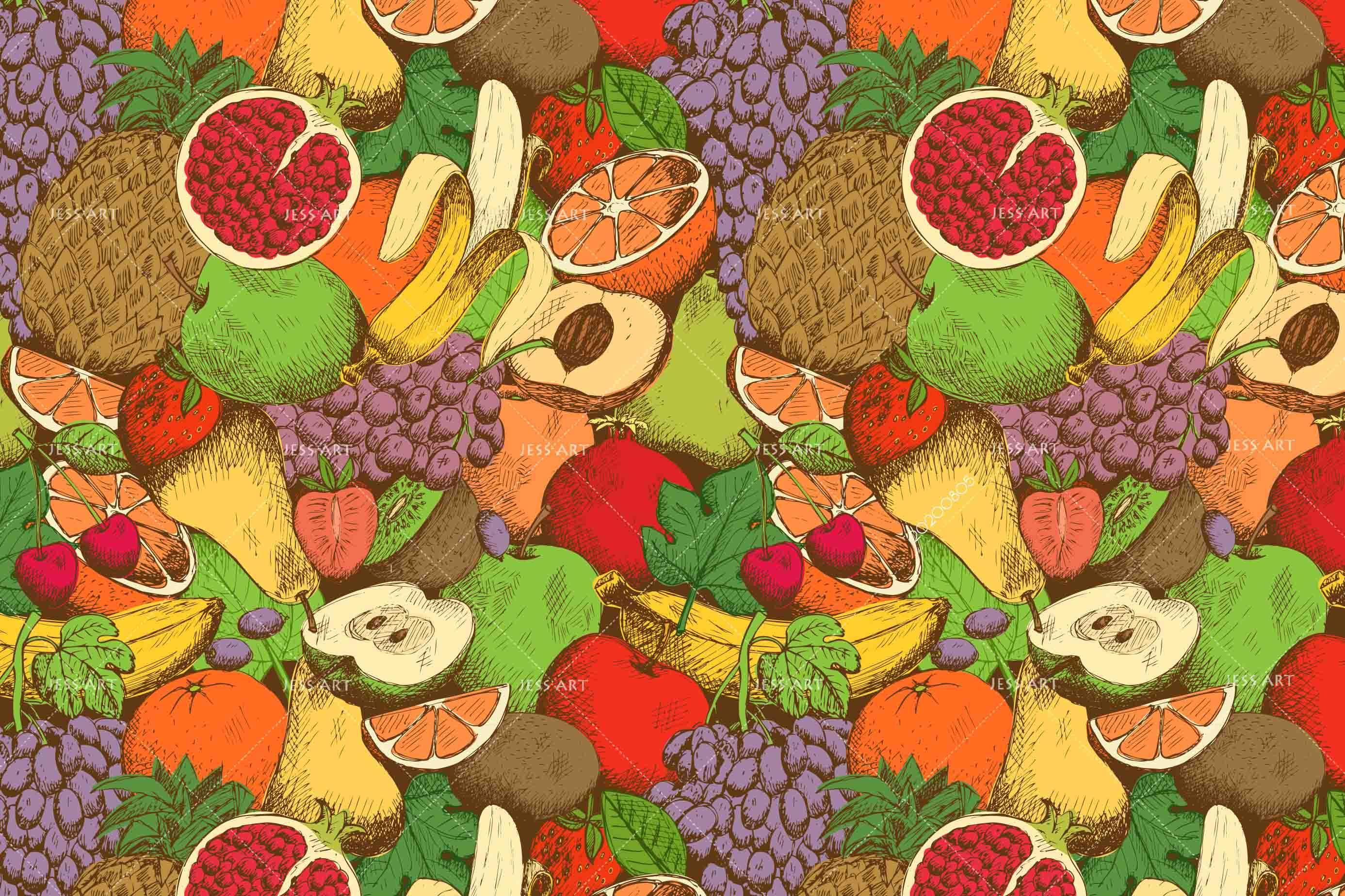 3D Fruits Pomegranate Grapes Banana Pineapple Wall Mural Wallpaper SF 08- Jess Art Decoration
