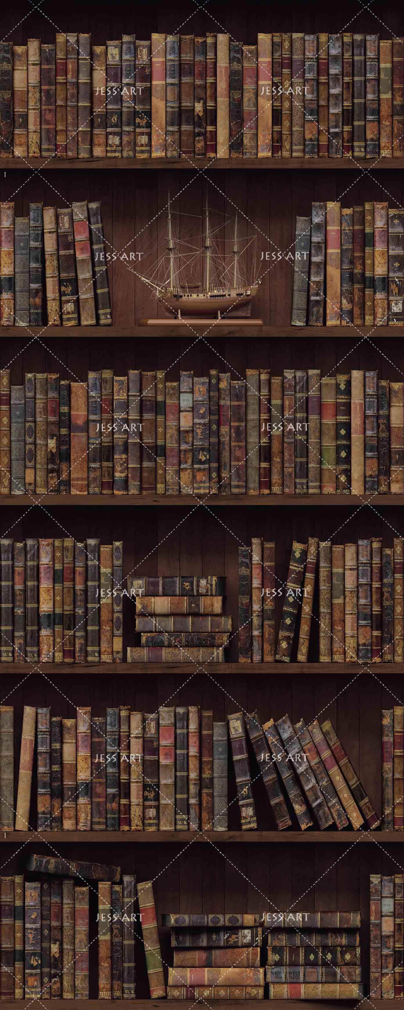 3D bookshelf pattern wall mural wallpaper 44- Jess Art Decoration