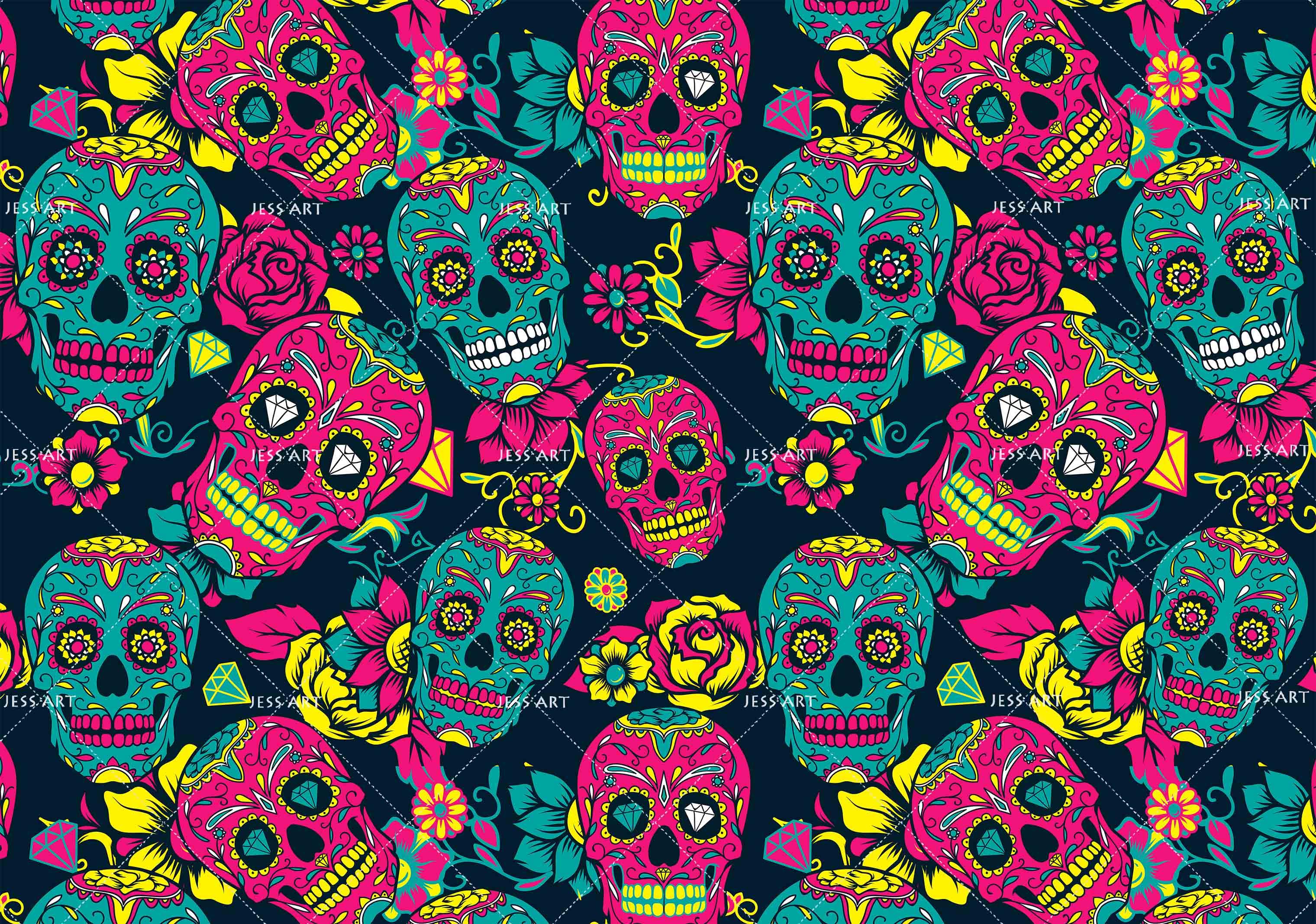 3D Skull Floral Wall Mural Wallpaper 154- Jess Art Decoration