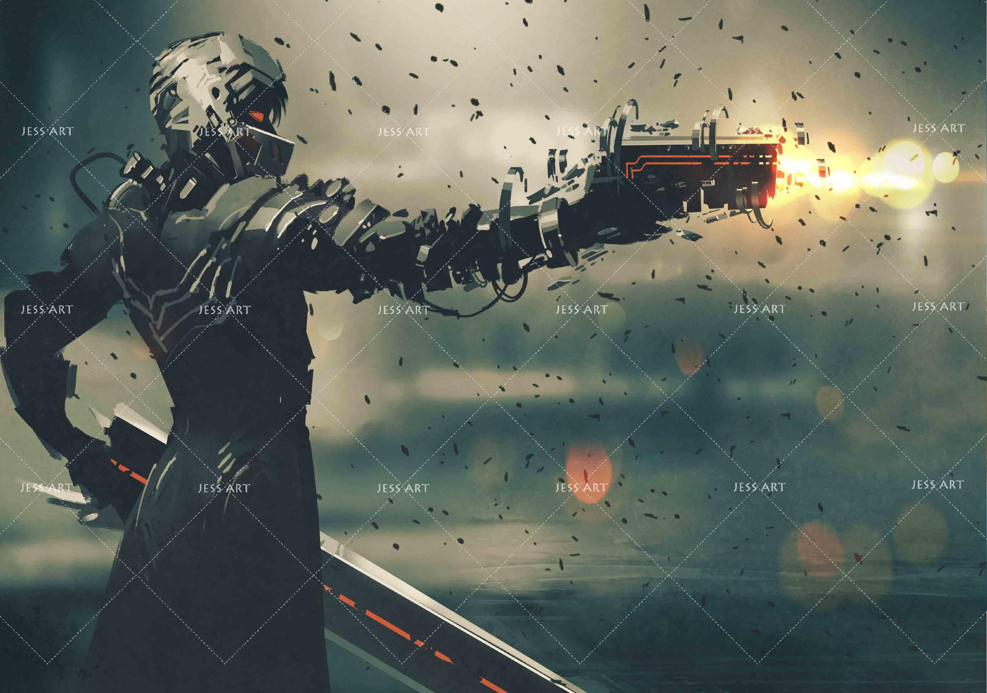 3D Gunman Gun Pistol Armor Wall Mural Wallpaper 155- Jess Art Decoration