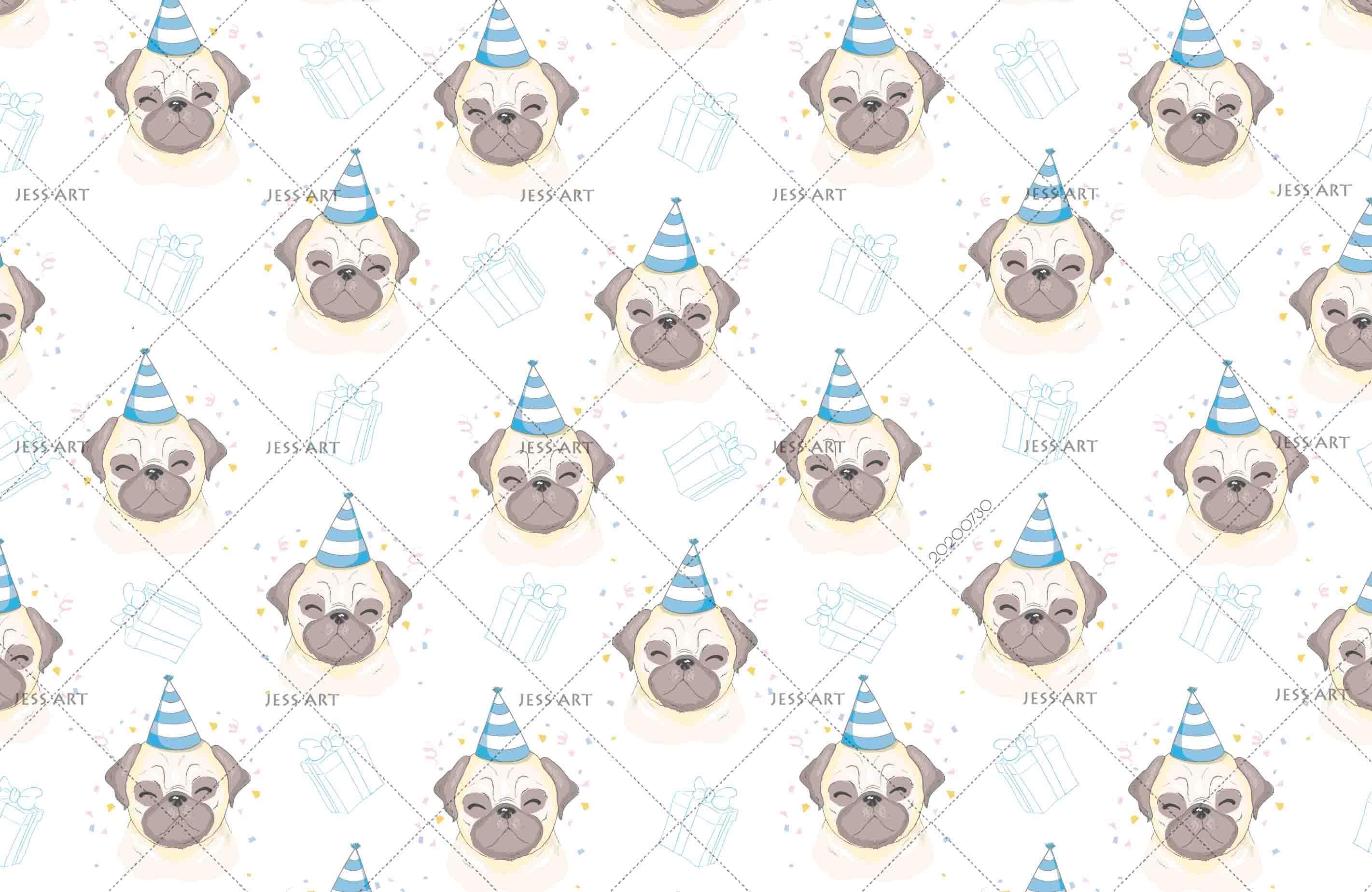 3D Cartoon Cute Pug Wall Mural Wallpaper LXL 332- Jess Art Decoration