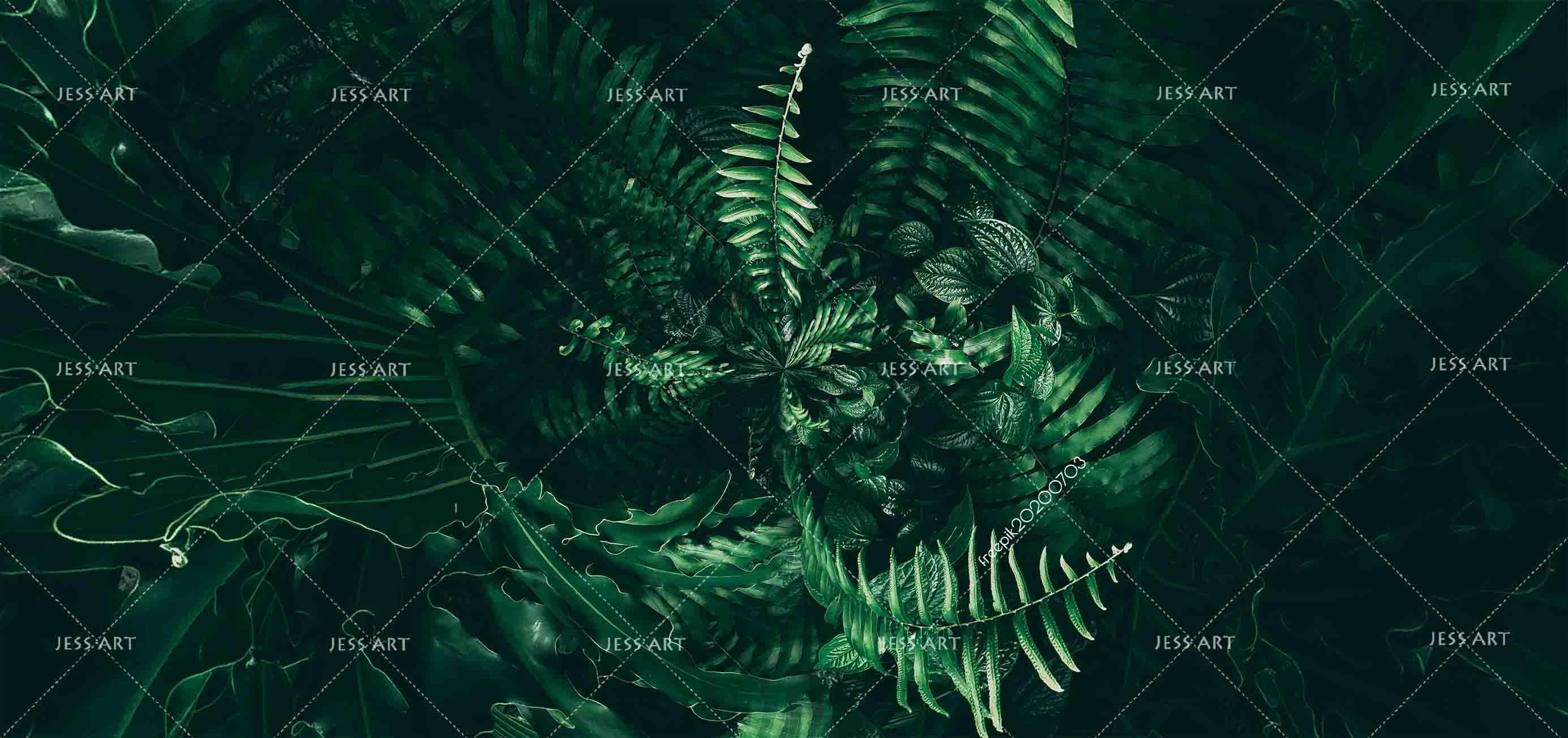 3D Green Tropical Rainforest Leaves Wall Mural Wallpaper SF98- Jess Art Decoration