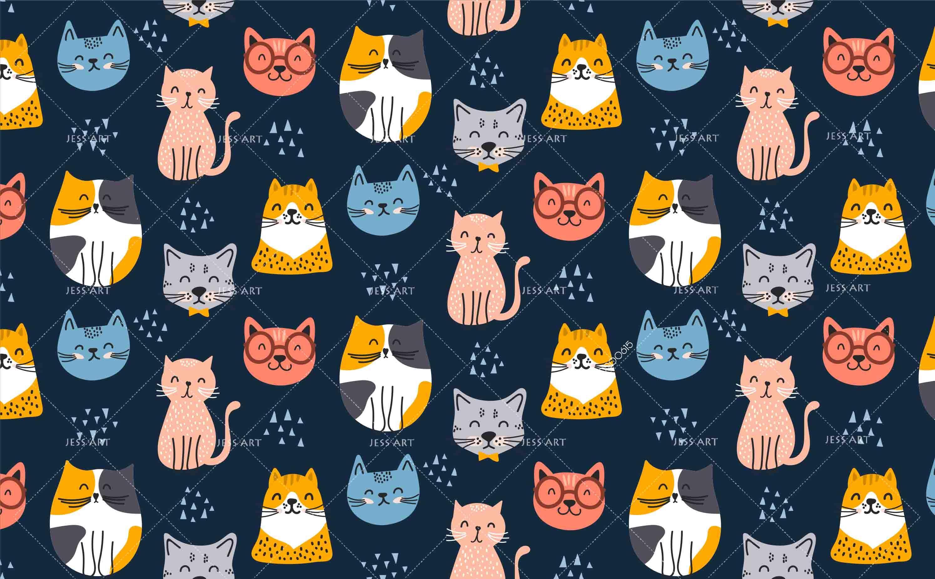 3D Colorful Smiley Cat Wall Mural Wallpaper LXL 28- Jess Art Decoration