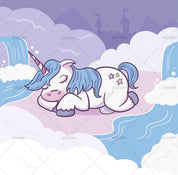 3D Cartoon Sleeping Unicorn Wall Mural Wallpaper LXL 204- Jess Art Decoration