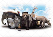 3D Tiger Elephant Giraffe Zebra Polar Bear Rhinoceros Wall Mural Wallpaper 205- Jess Art Decoration