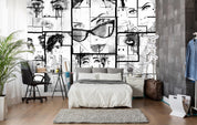3D simple black white characters wall mural  Wallpaper 20- Jess Art Decoration