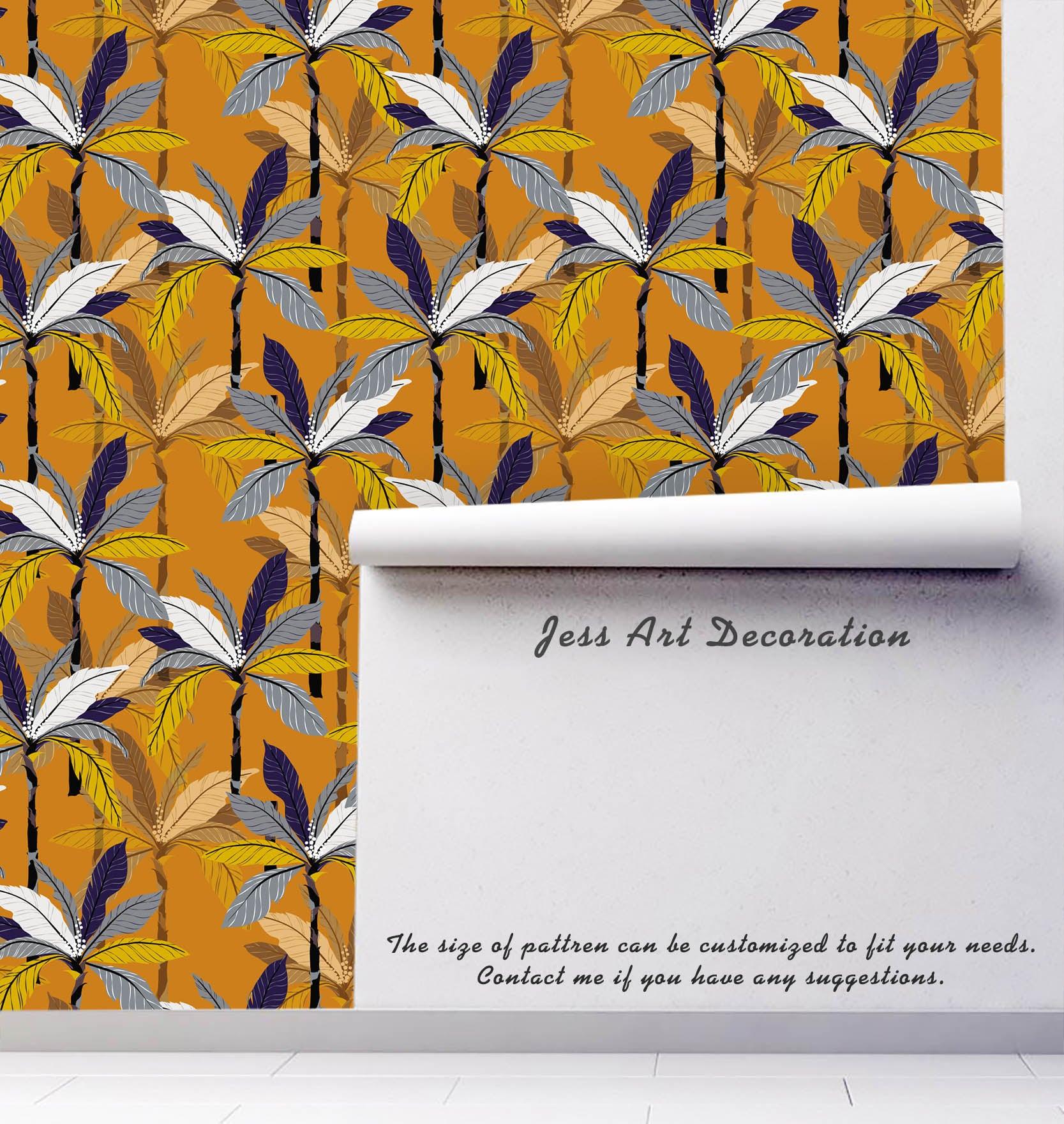 3D Yellow Coconut Tree Wall Mural Wallpaper 5- Jess Art Decoration