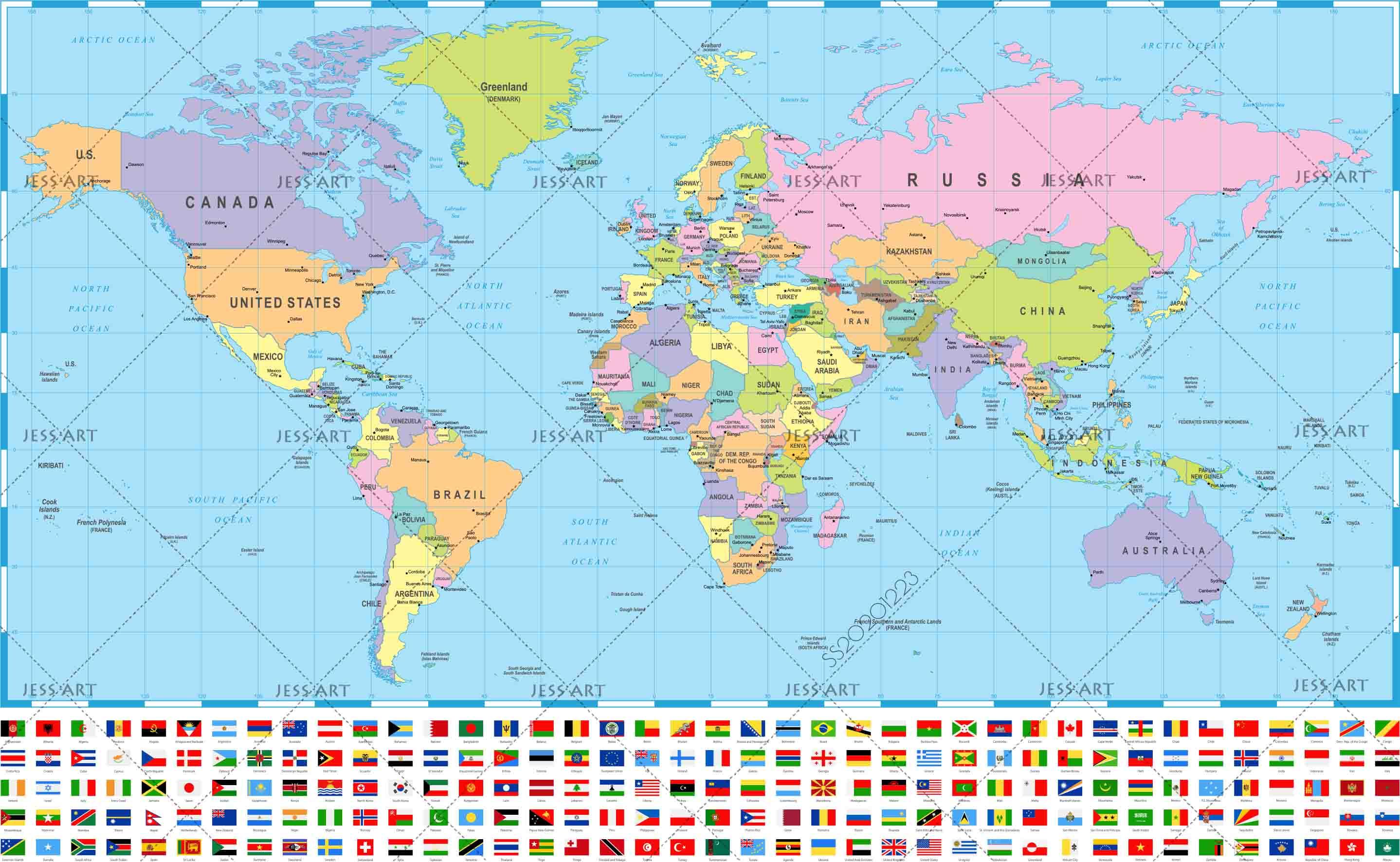 3D Blue World Map Wall Mural Wallpaper LQH 81- Jess Art Decoration