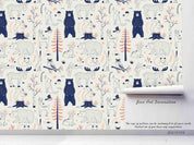 3D Hand Drawn Forest Animal Bear Wall Mural Wallpaper LQH 94- Jess Art Decoration