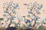 3D Hand Drawn Floral Tree Crane Wall Mural Wallpaper LQH 125- Jess Art Decoration