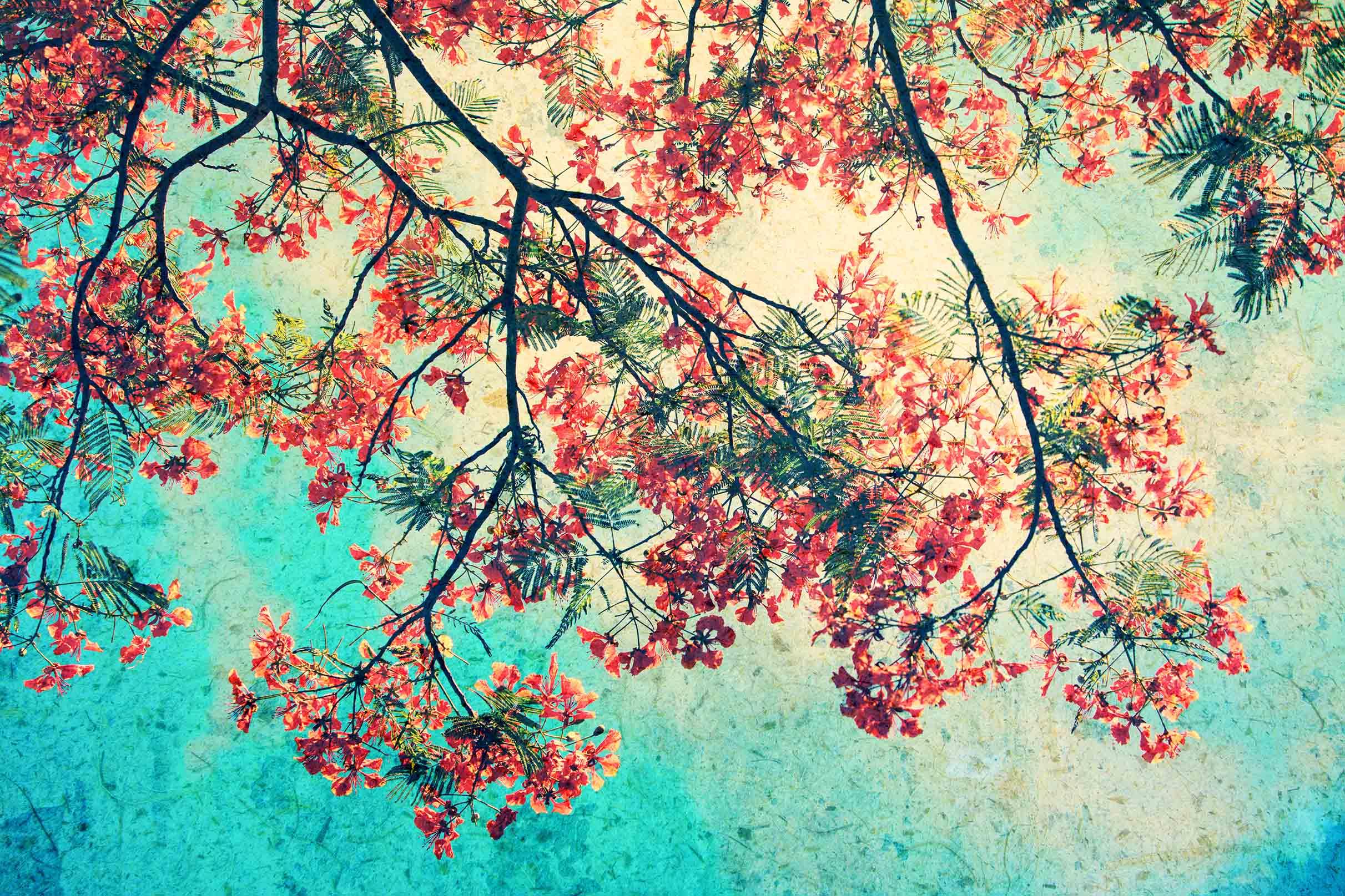 3D Red Green Blossom Branch Quilt Cover Set Bedding Set Pillowcases 30- Jess Art Decoration