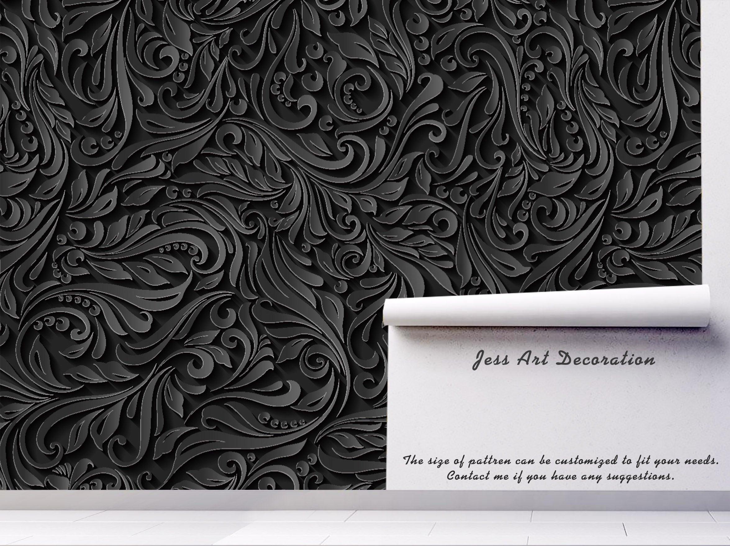 3D Black Sculpture Floral Pattern Wall Mural Wallpaper 68- Jess Art Decoration