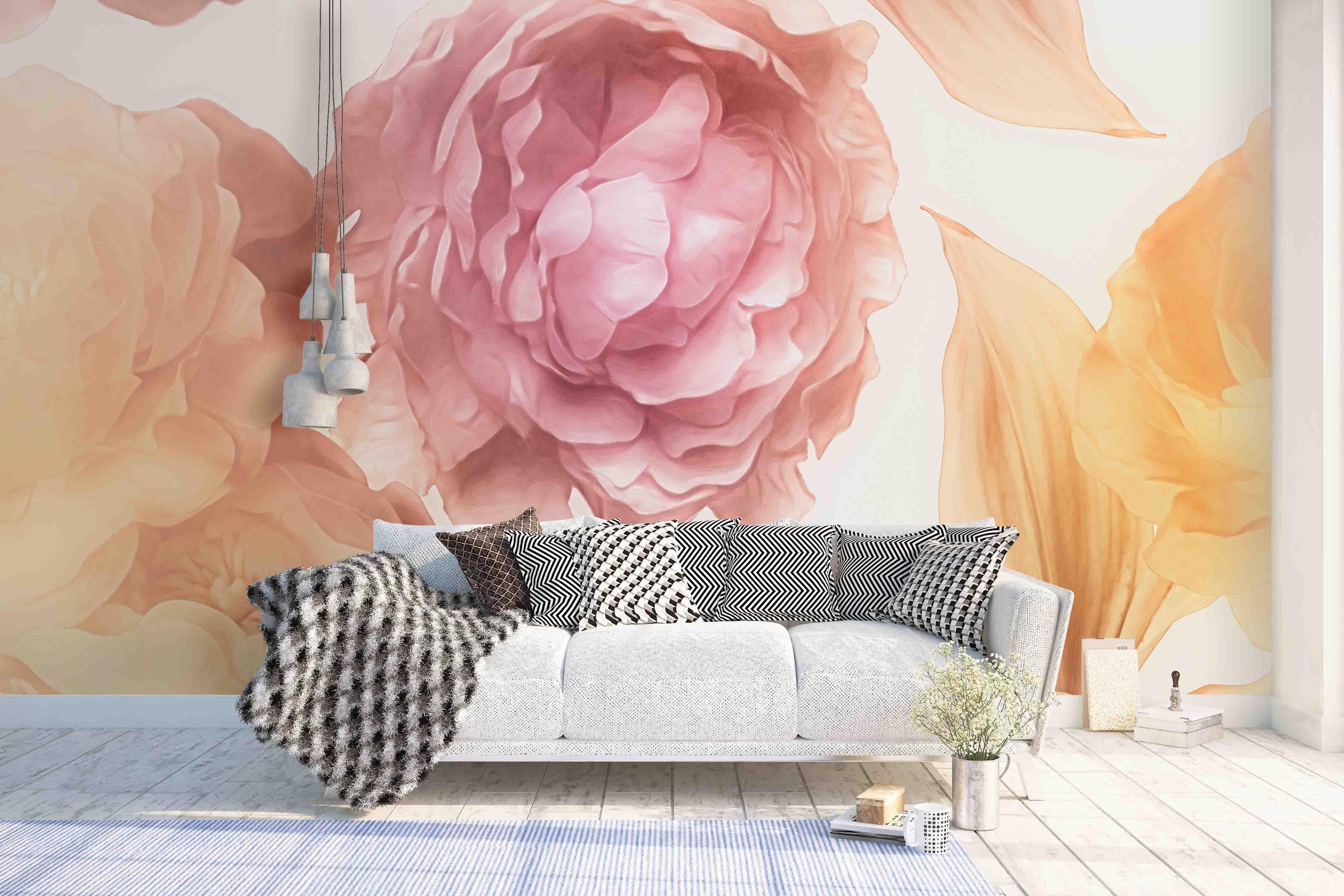 3D Pink Peony Flower Background Wall Mural Wallpaper   8- Jess Art Decoration