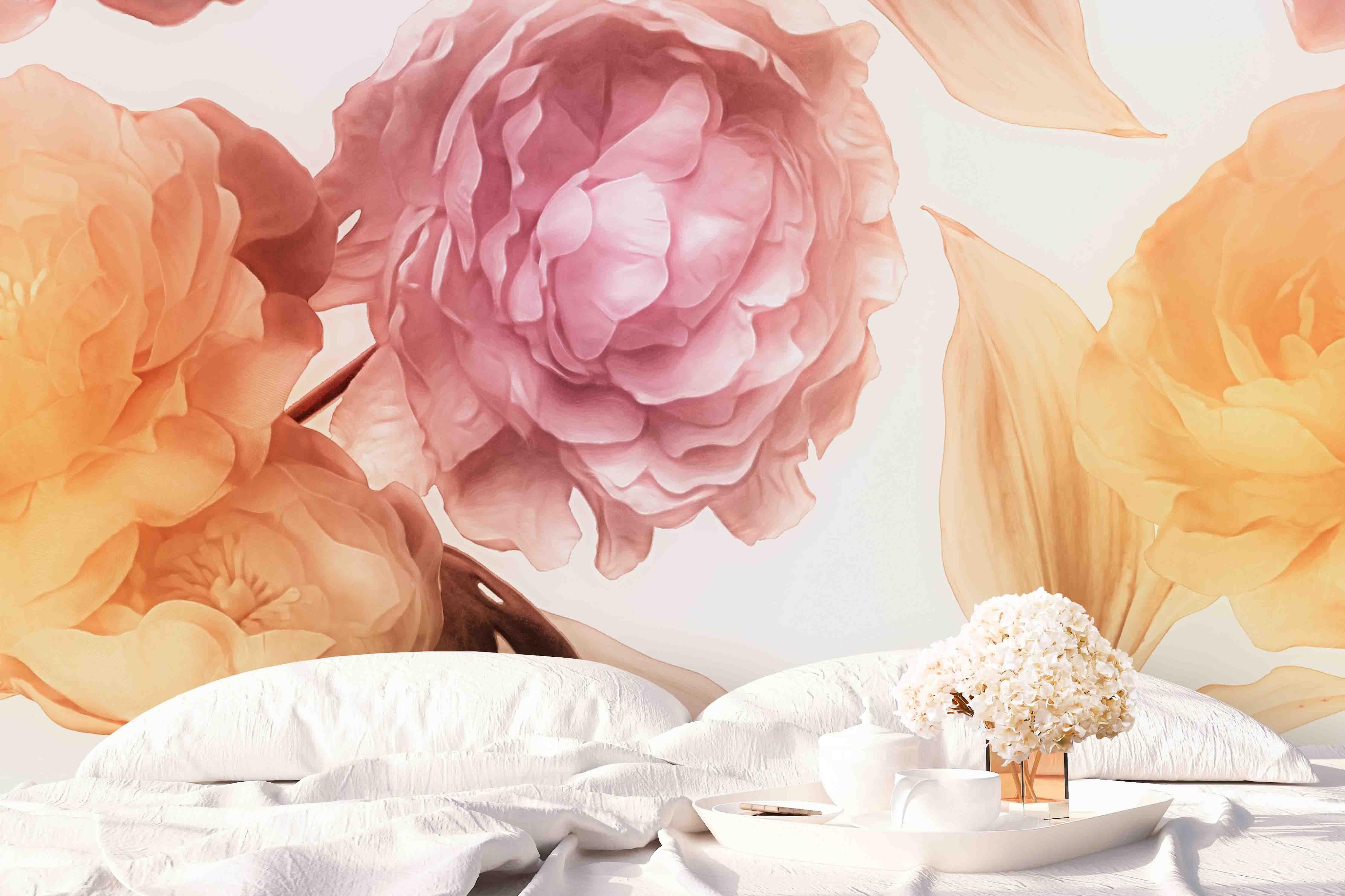 3D Pink Peony Flower Background Wall Mural Wallpaper   8- Jess Art Decoration