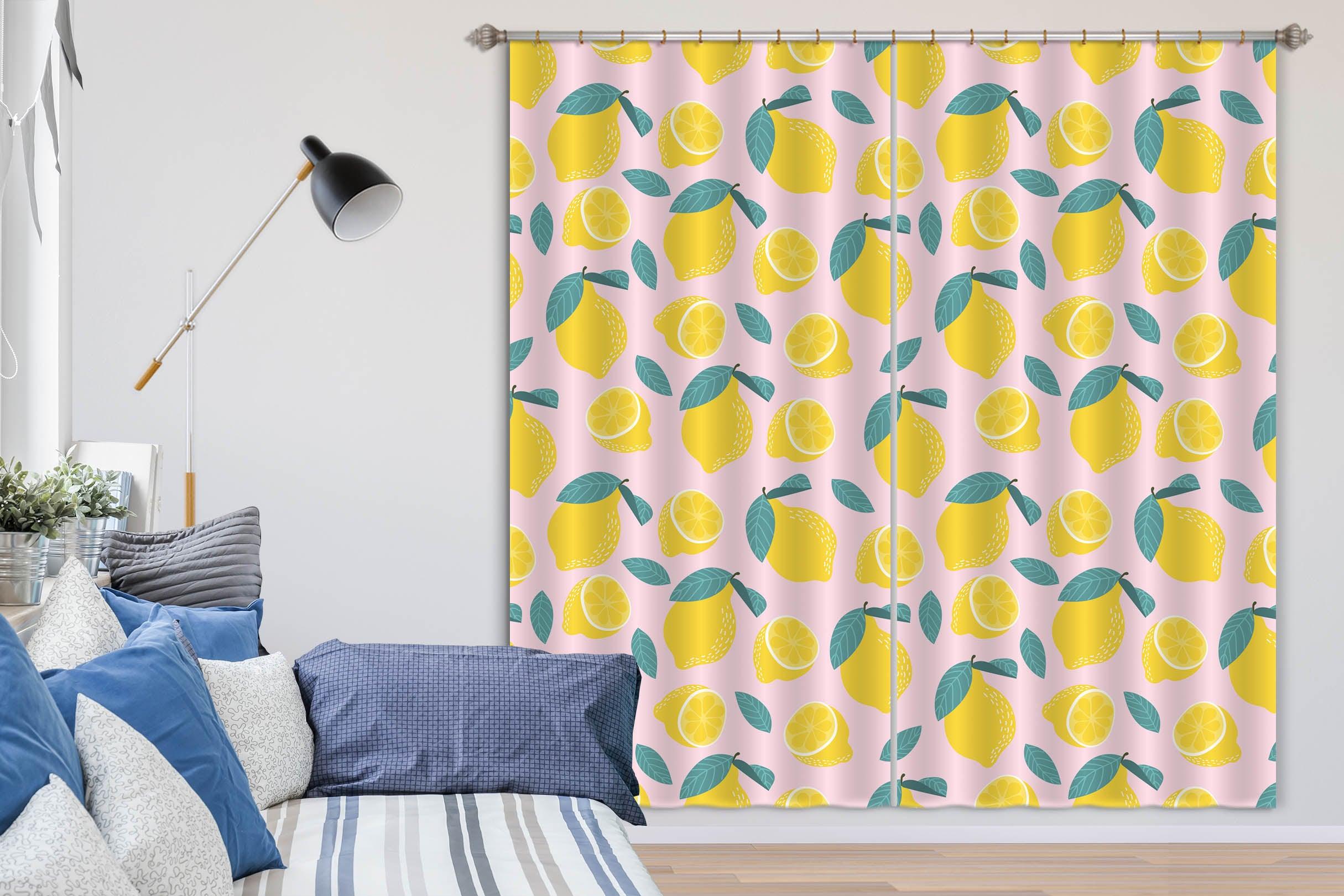 3D Yellow Lemon Curtains and Drapes LQH A817- Jess Art Decoration