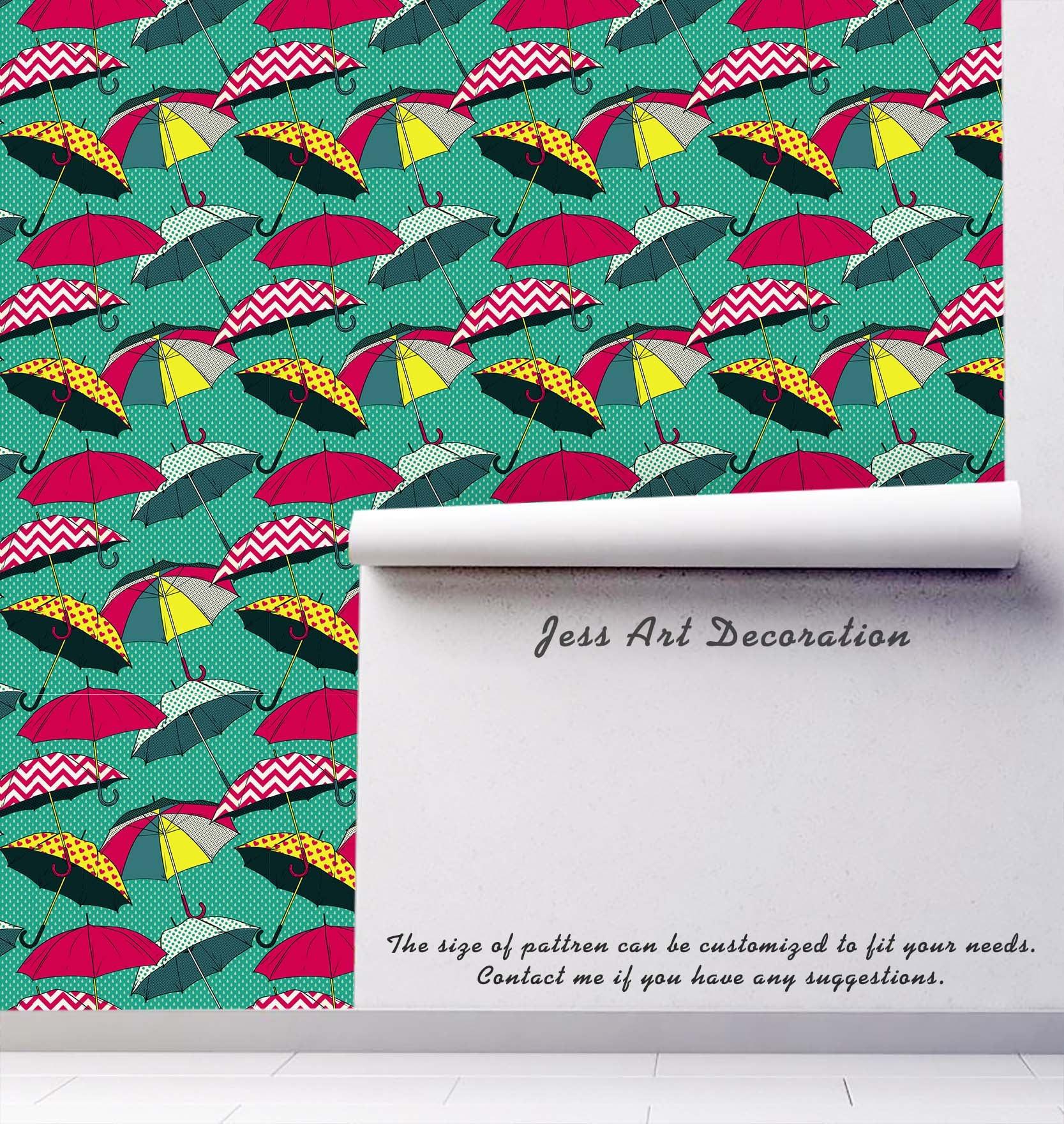 3D Umbrella Green Wall Mural Wallpaper 76- Jess Art Decoration