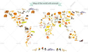 3D Hand Drawn World Map Animals Wall Mural Wallpaper LQH 152- Jess Art Decoration