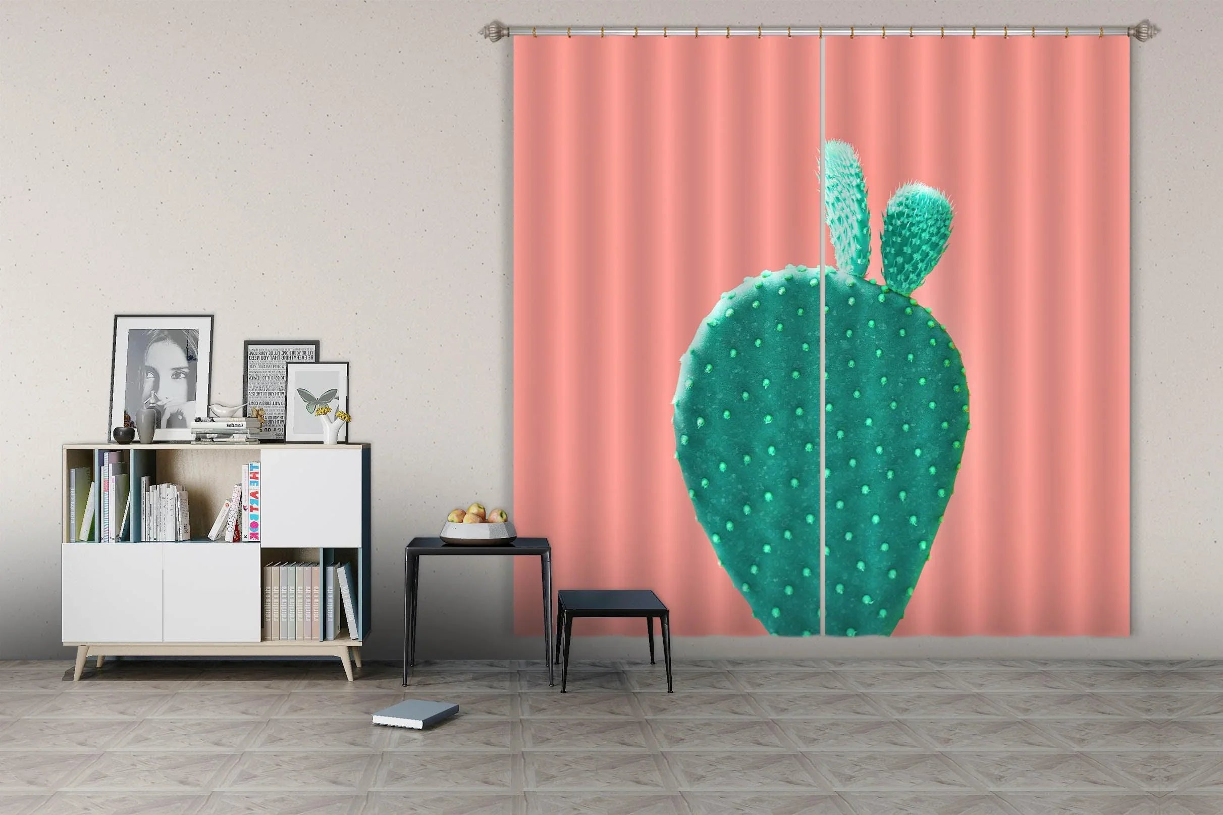 3D Cactus Pink Curtains and Drapes LQH A850- Jess Art Decoration