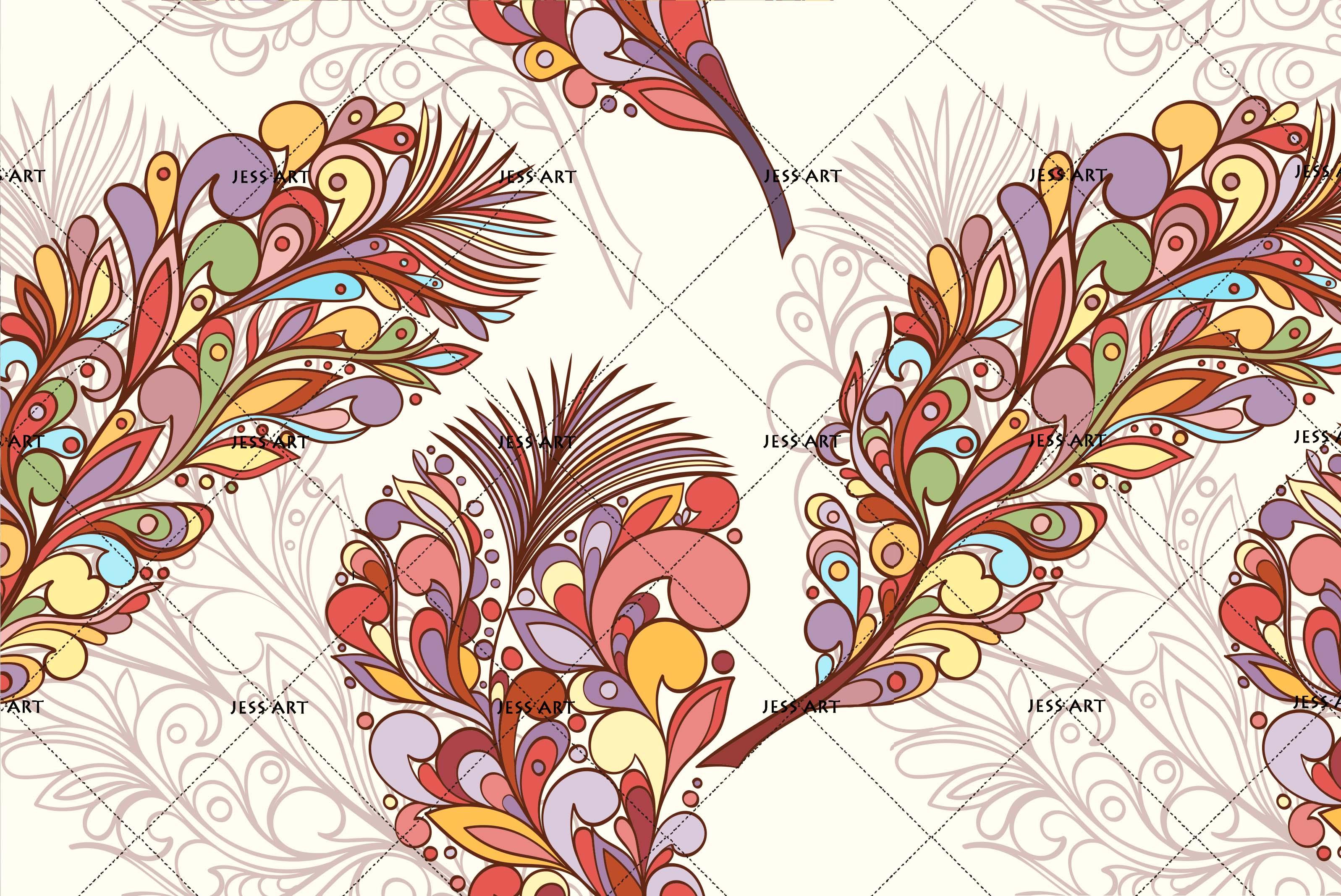 3D feather leaves wall mural wallpaper 01- Jess Art Decoration