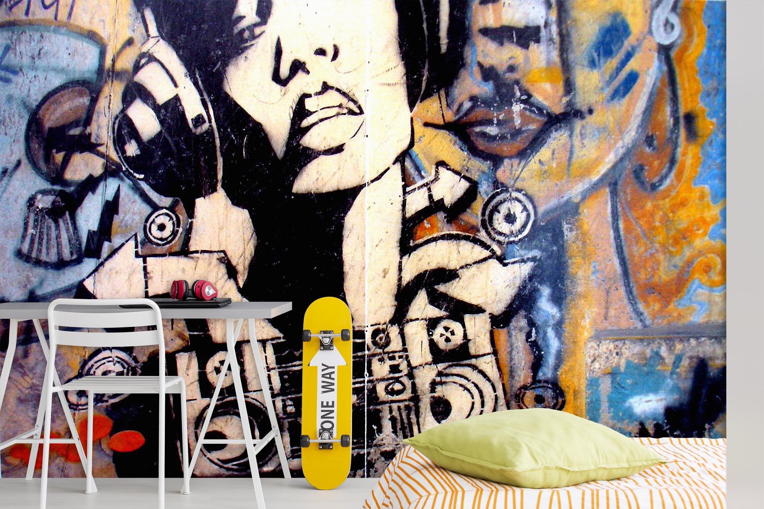 3D graffiti sound 111 wall murals- Jess Art Decoration