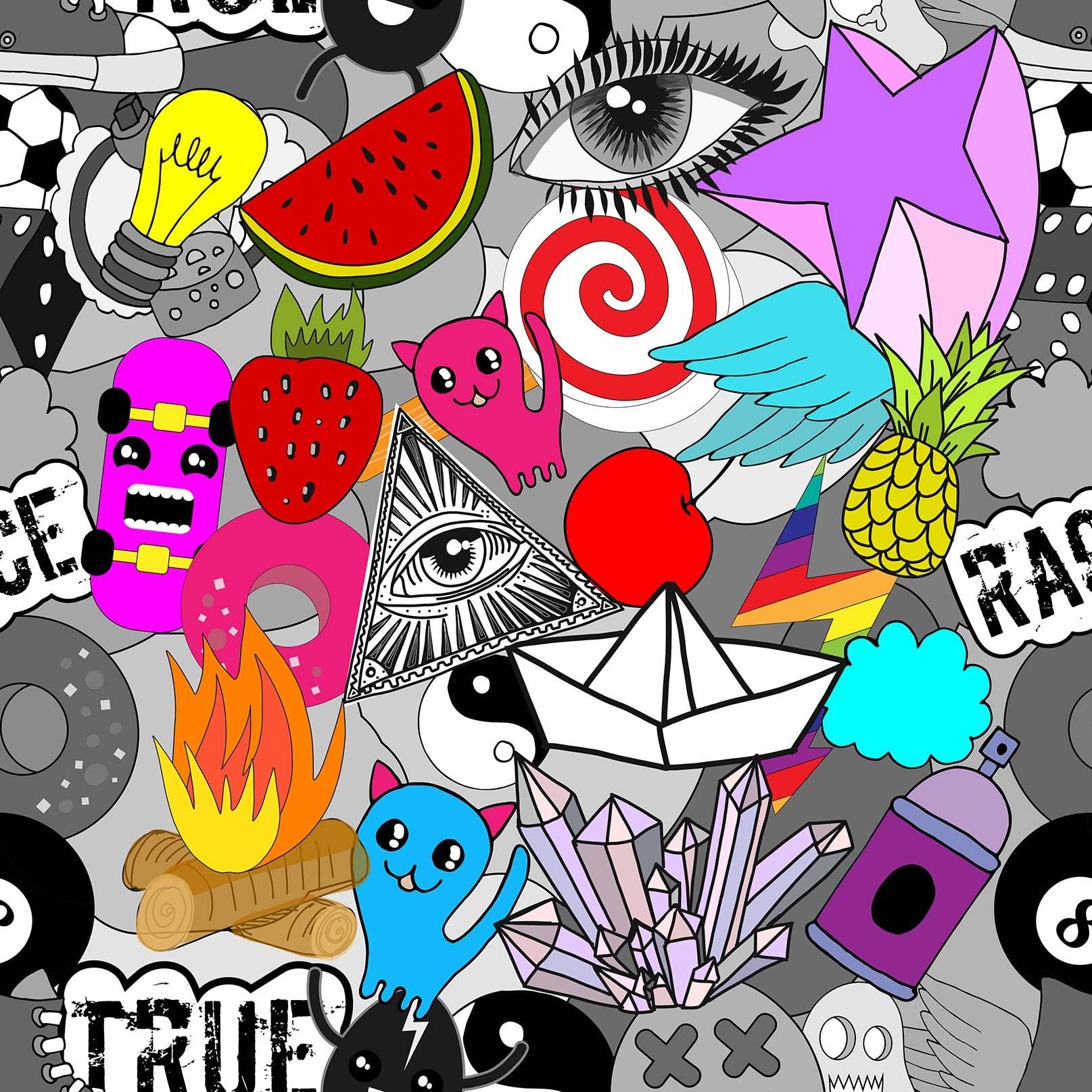 3D Graffiti Fruit Cartoon Quilt Cover Set Bedding Set Pillowcases 54- Jess Art Decoration