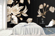 3D Black Background White Flowers Wall Mural Wallpaper 15- Jess Art Decoration
