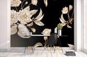 3D Black Background White Flowers Wall Mural Wallpaper 15- Jess Art Decoration