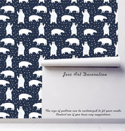 3D Polar Bear Dark Blue Wall Mural Wallpaper 114- Jess Art Decoration