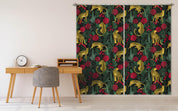 3D Yellow Leopard Red Flowers Curtains and Drapes LQH A818- Jess Art Decoration