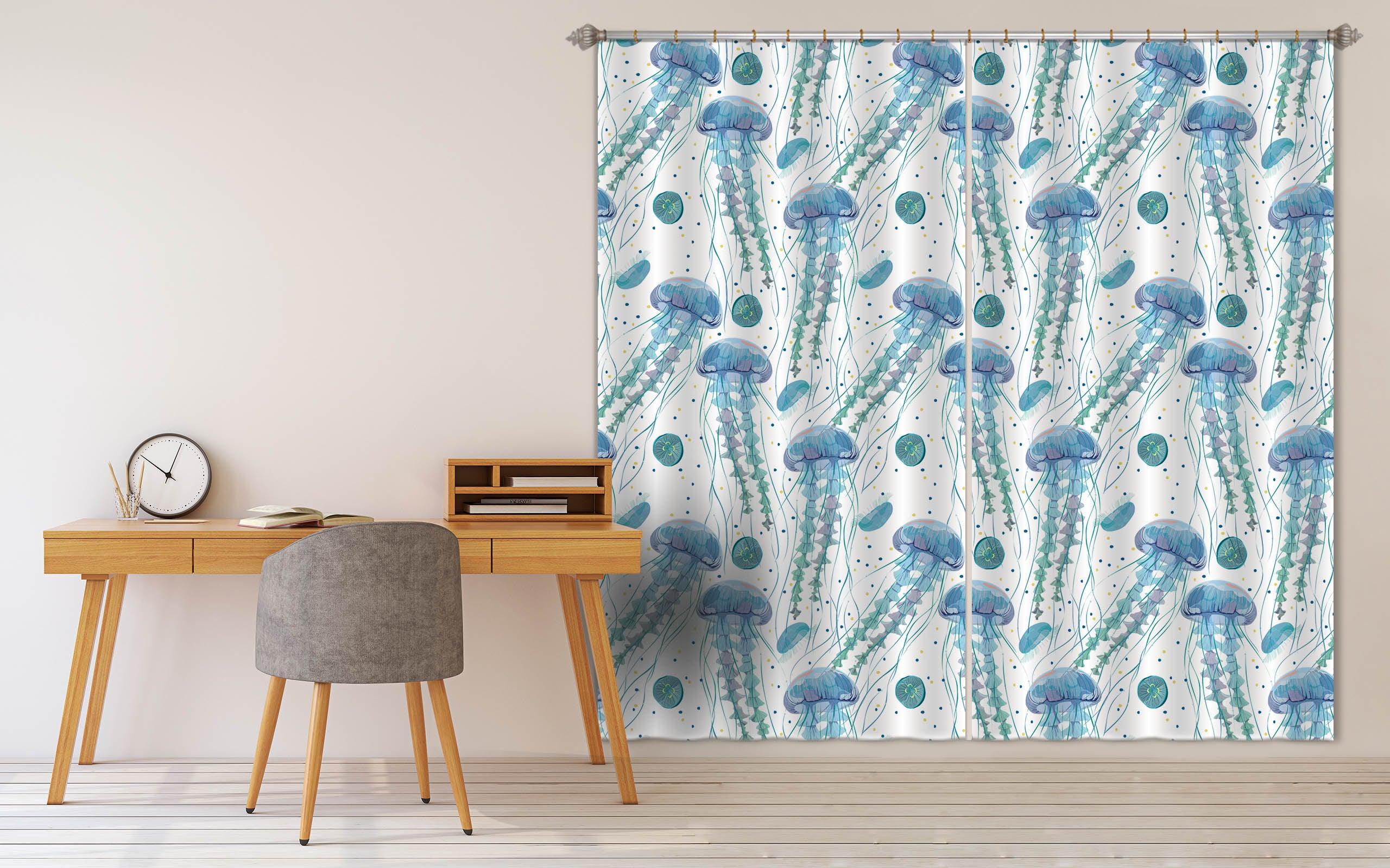 3D Color Jellyfish Curtains and Drapes 115- Jess Art Decoration