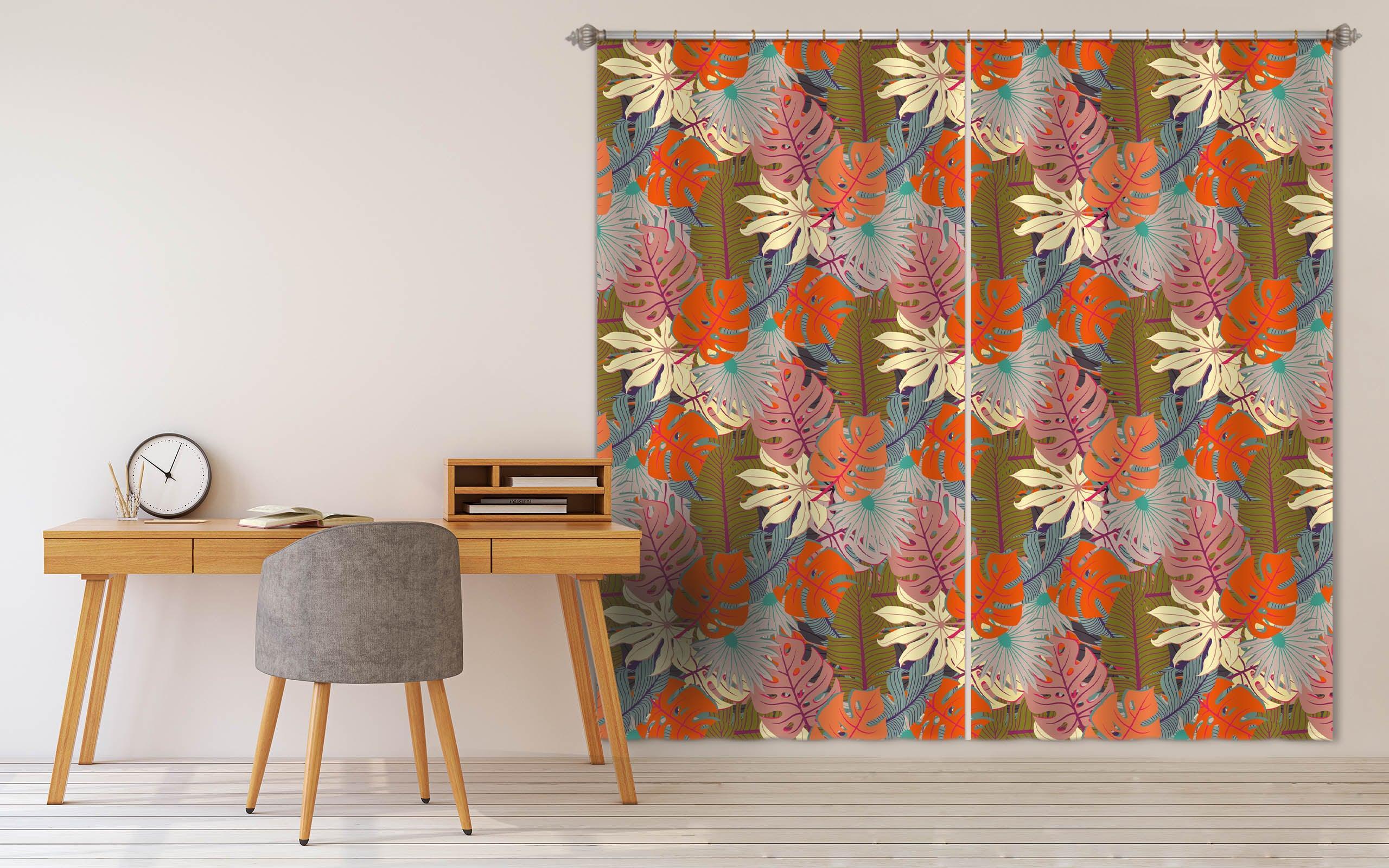 3D Color Leaves Curtains and Drapes 99- Jess Art Decoration