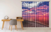 3D Beautiful Seaside Setting Sun Curtains and Drapes  110- Jess Art Decoration