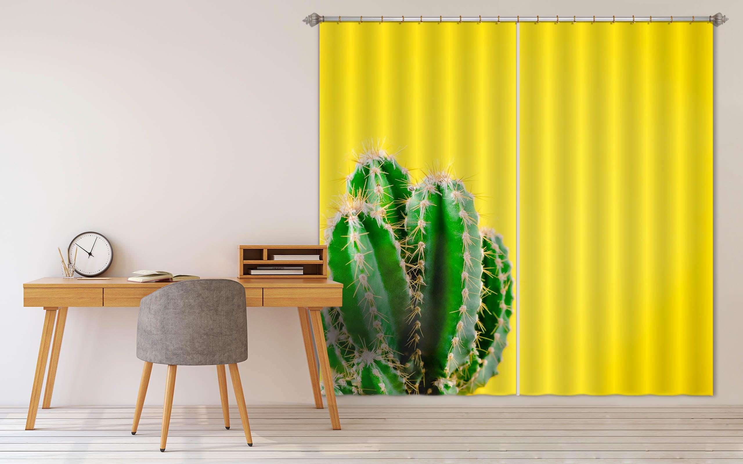 3D Yellow Cactus Curtains and Drapes LQH A861- Jess Art Decoration