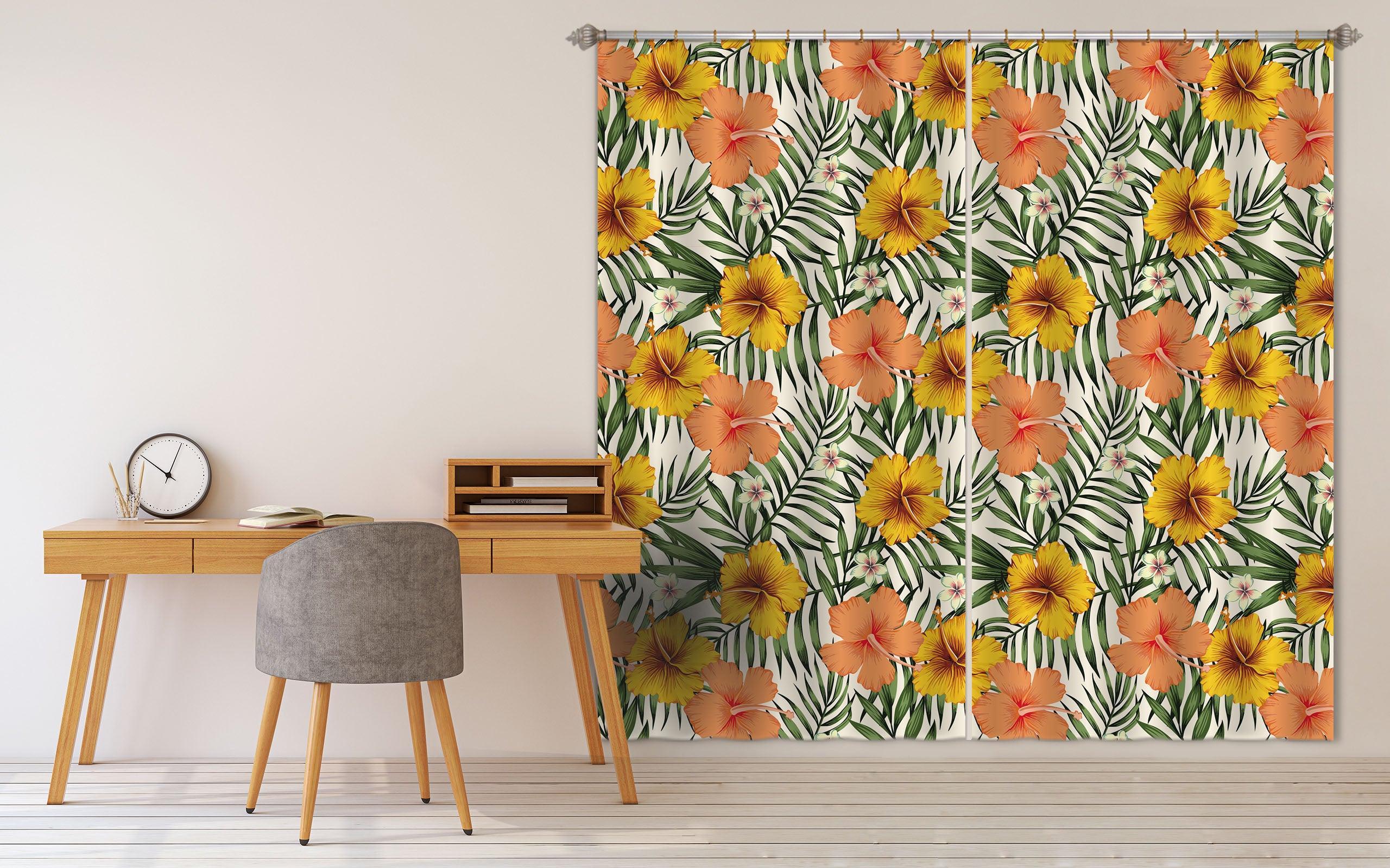 3D Hand drawing Yellow Red Flowers Curtains and Drapes 170- Jess Art Decoration