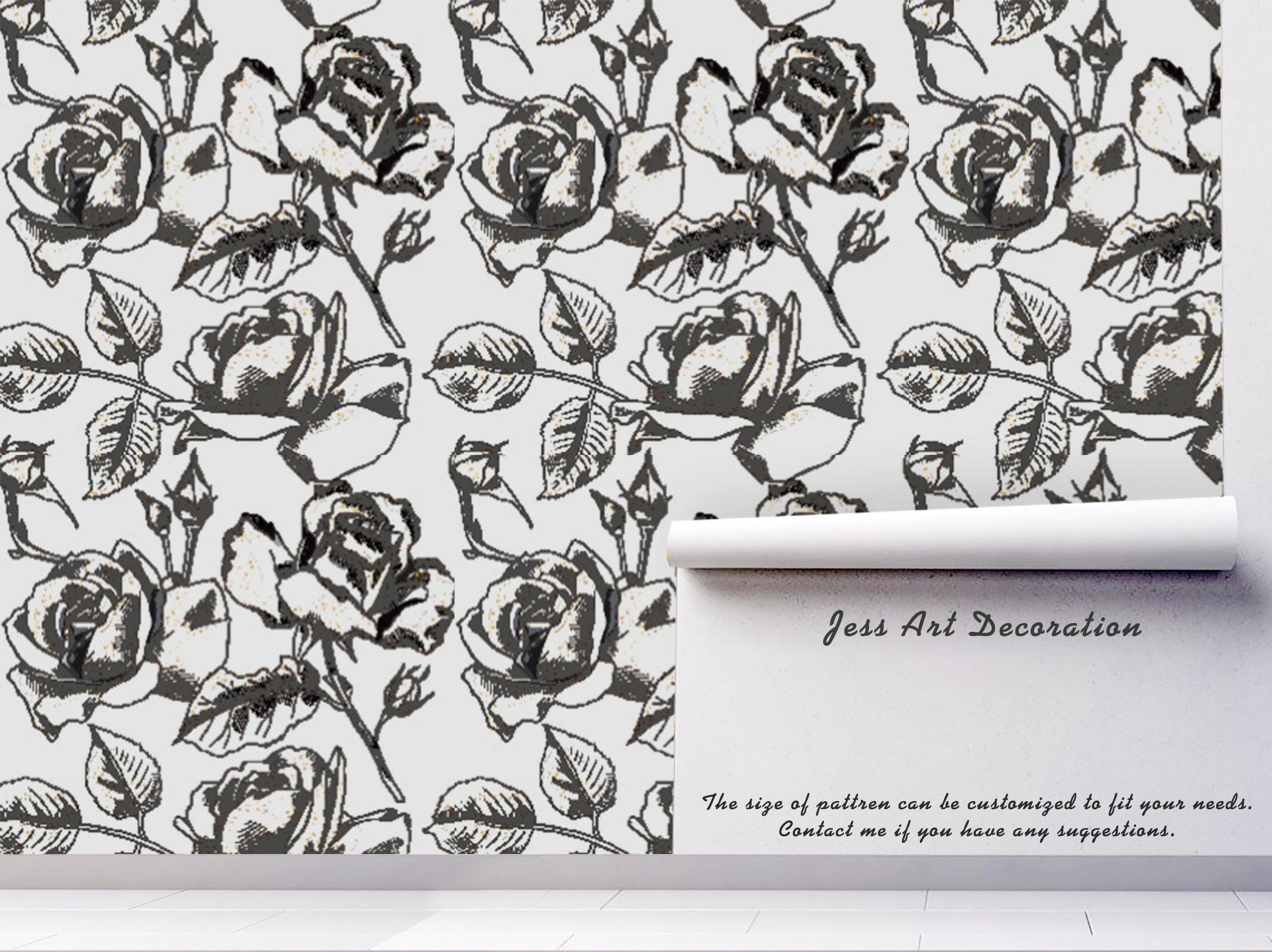 3D Black Floral Pattern Wall Mural Wallpaper 60- Jess Art Decoration