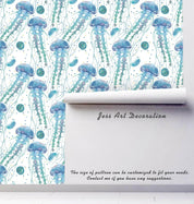 3D Blue Jellyfish Wall Mural Wallpaper 143- Jess Art Decoration