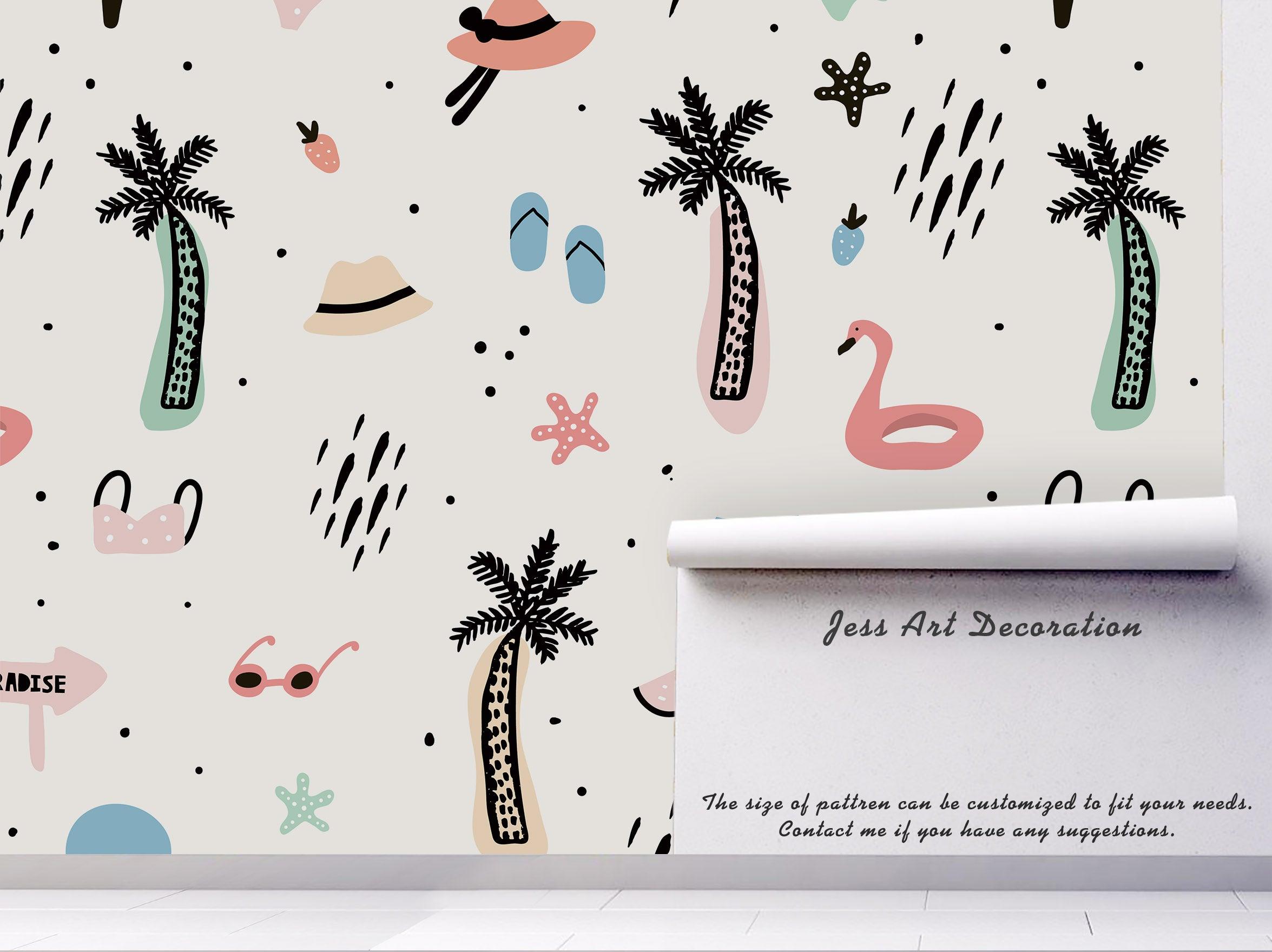 3D Cartoon Coconut Tree Wall Mural Wallpaper 57- Jess Art Decoration