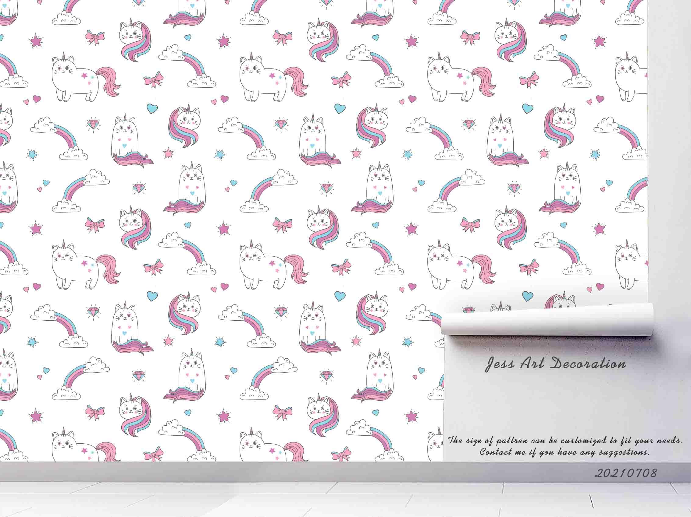 3D Cartoon Animal Unicorn Rainbow Wall Mural Wallpaper LQH 38- Jess Art Decoration