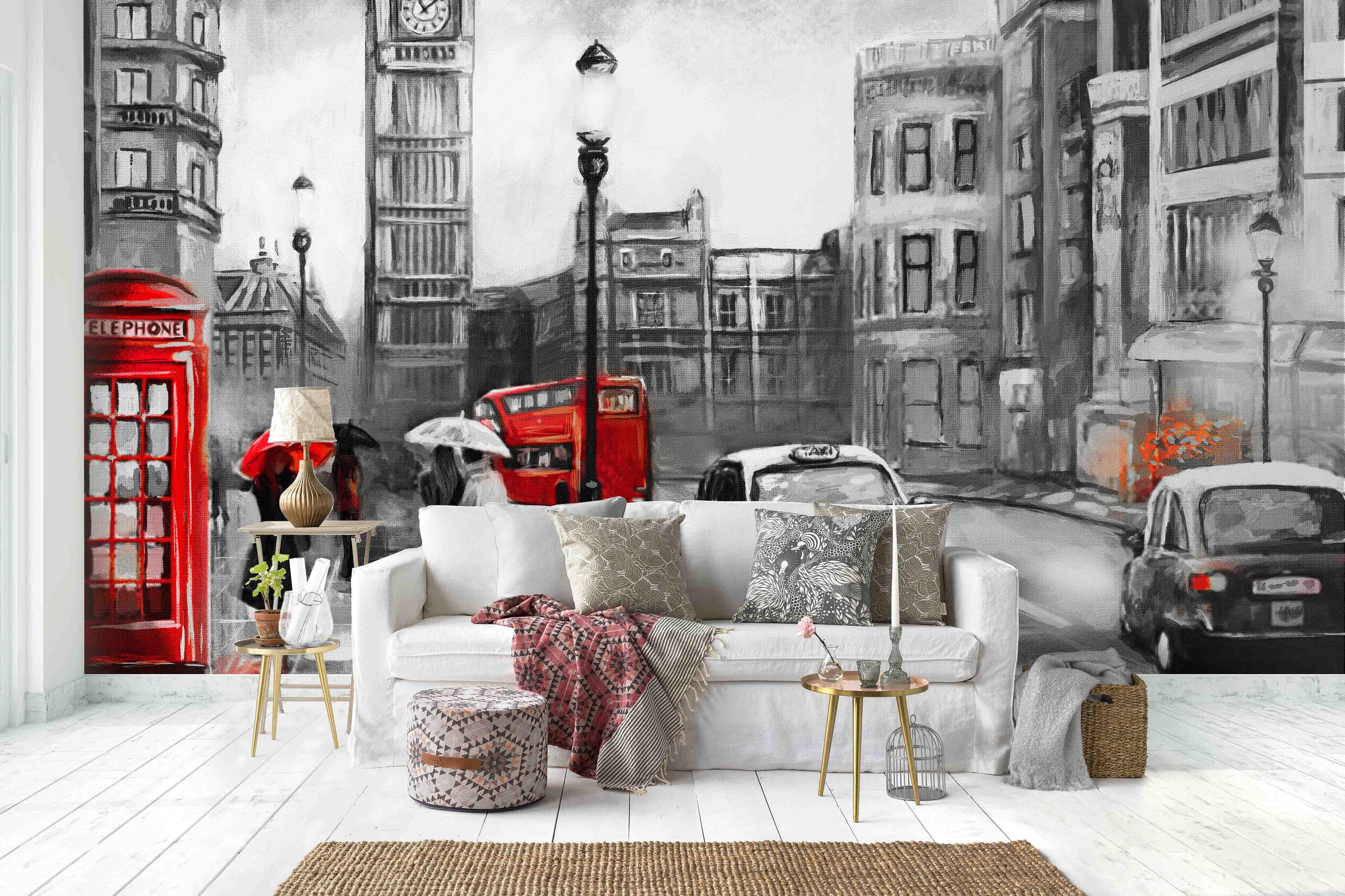 3D Black White City Hand Painting Wall Mural Wallpaper 24- Jess Art Decoration