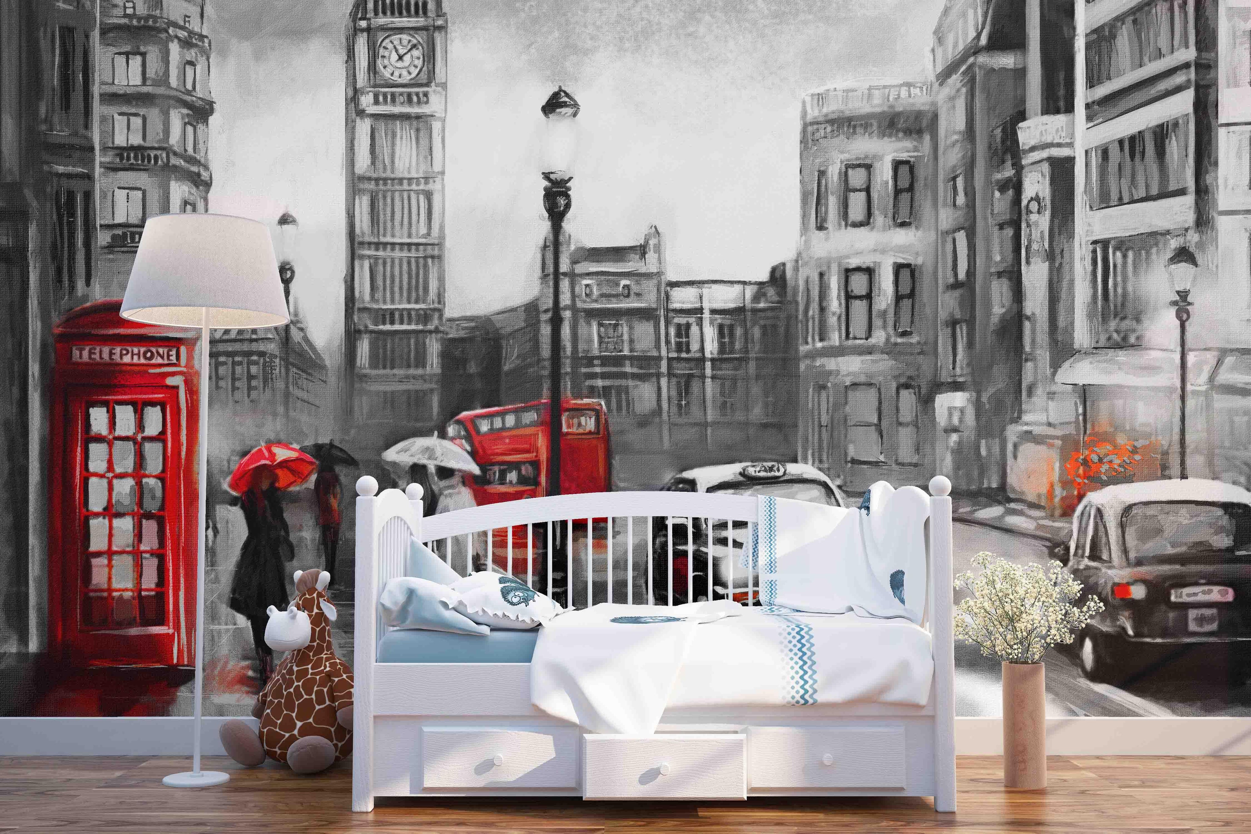 3D Black White City Hand Painting Wall Mural Wallpaper 24- Jess Art Decoration