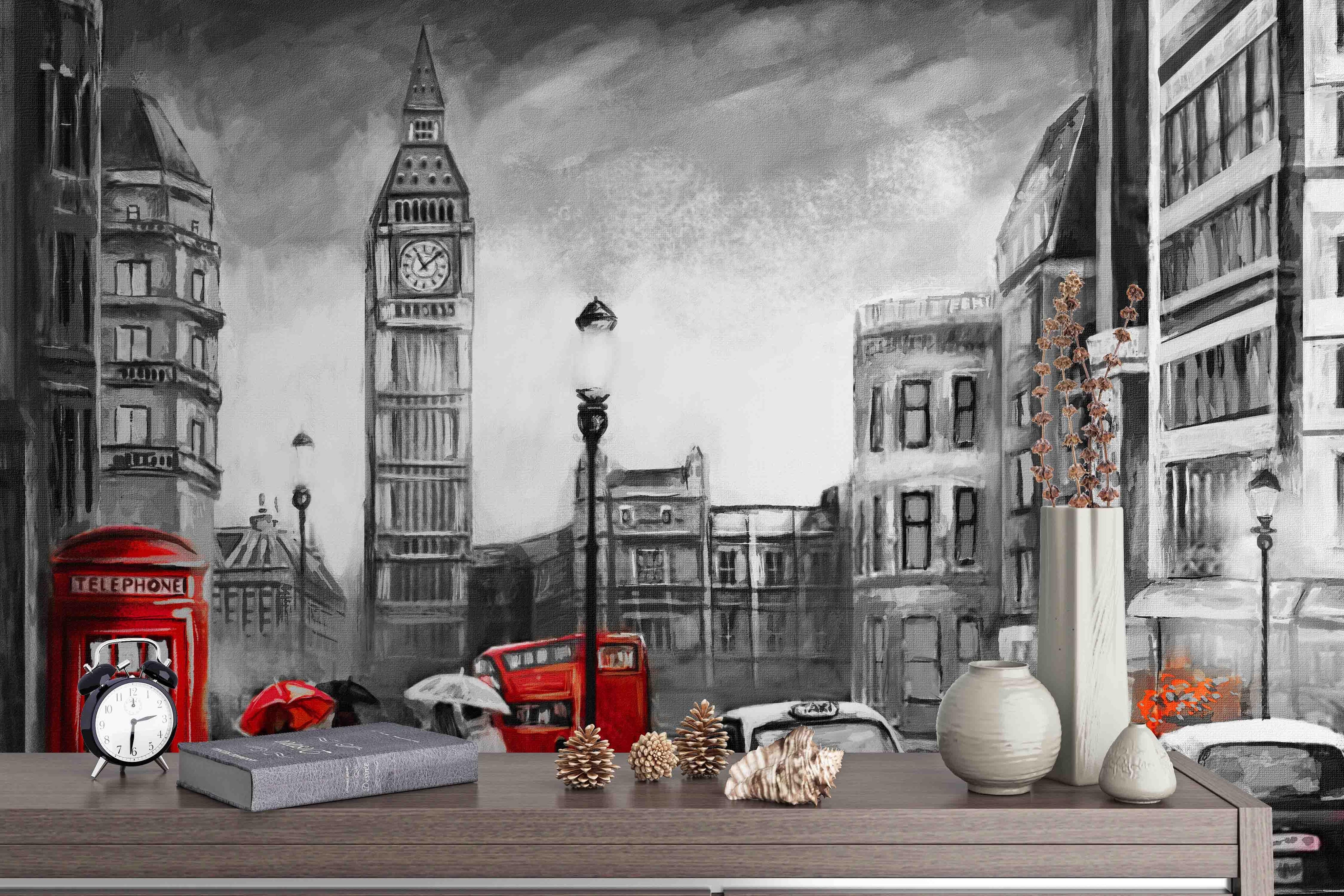 3D Black White City Hand Painting Wall Mural Wallpaper 24- Jess Art Decoration