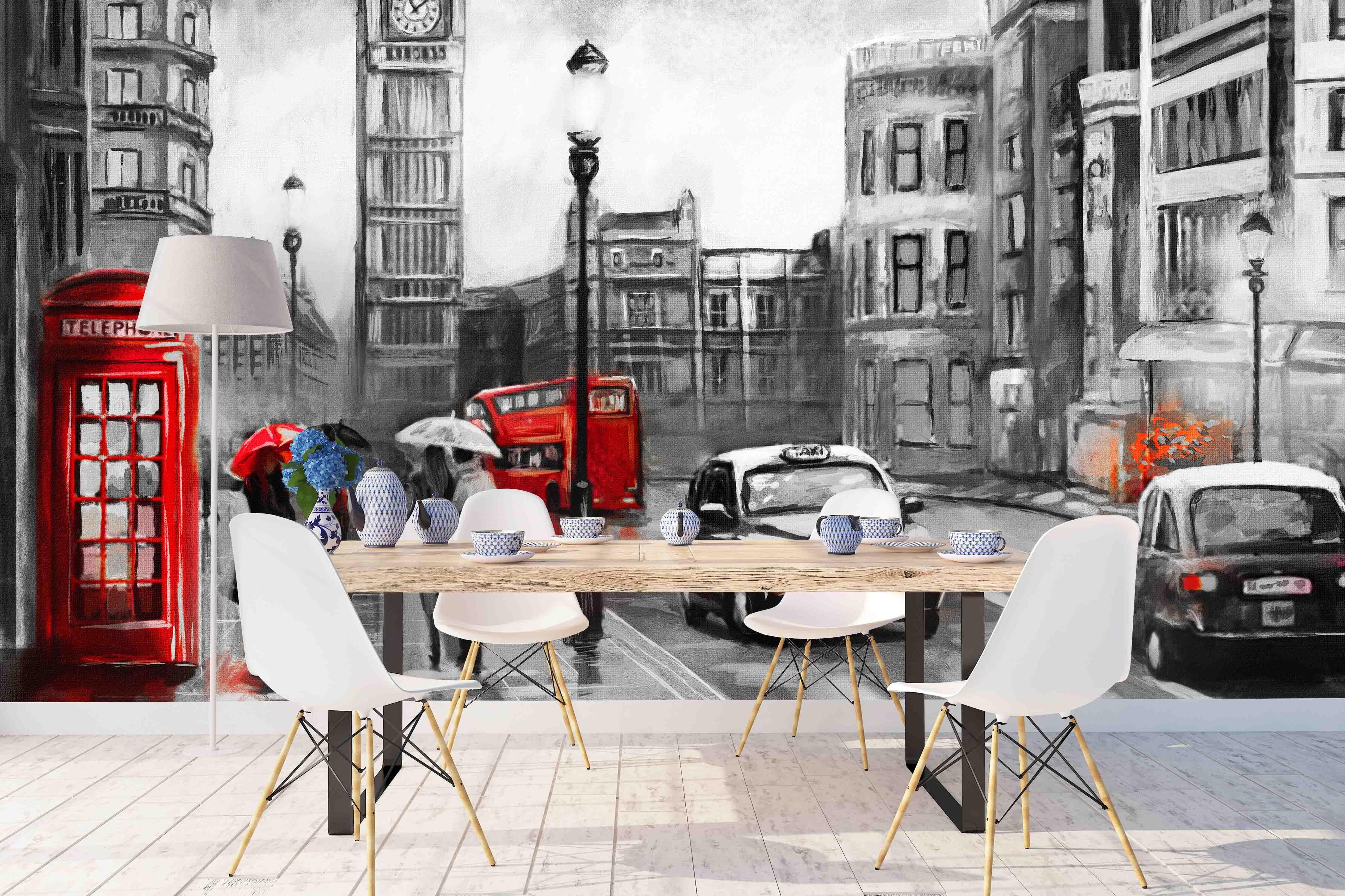 3D Black White City Hand Painting Wall Mural Wallpaper 24- Jess Art Decoration