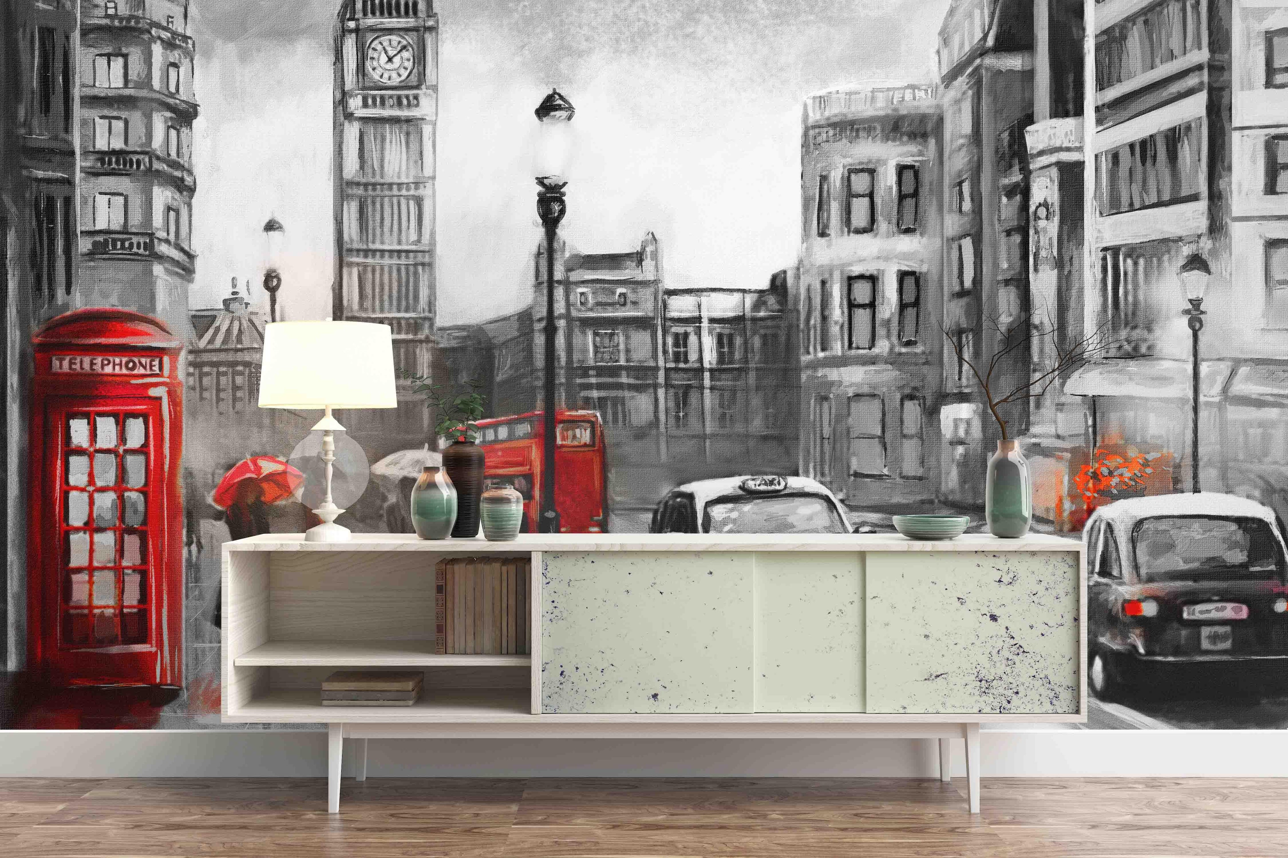 3D Black White City Hand Painting Wall Mural Wallpaper 24- Jess Art Decoration