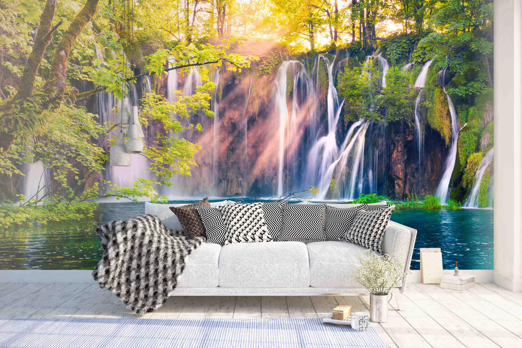 Feng Shui Chinese Style Waterfall Background Bedroom Living Room Home  Decoration Wall Mural Modern Creative Art