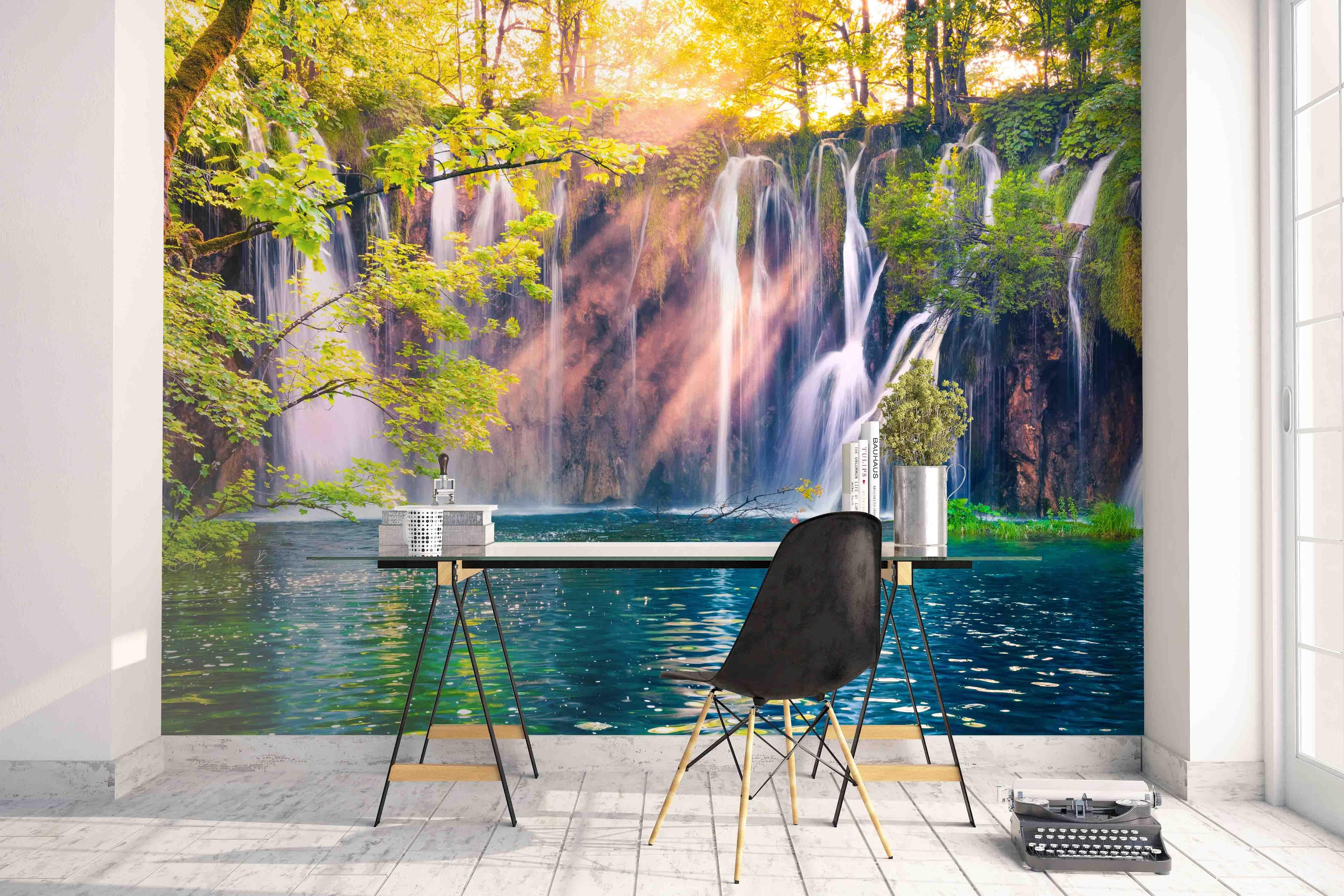 3D Colorful Jungle Waterfall Wall Mural Wallpaper   26- Jess Art Decoration