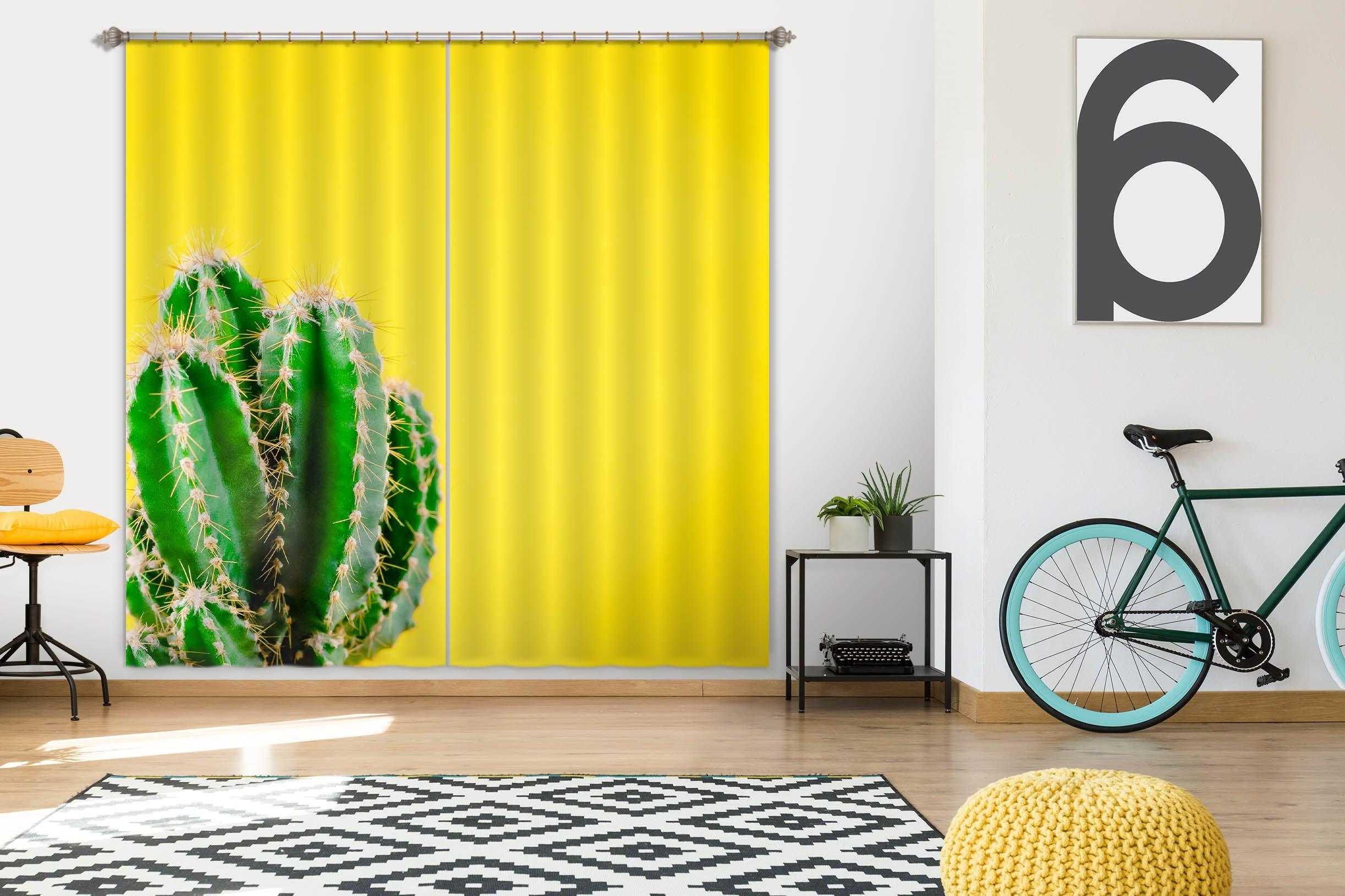 3D Yellow Cactus Curtains and Drapes LQH A861- Jess Art Decoration