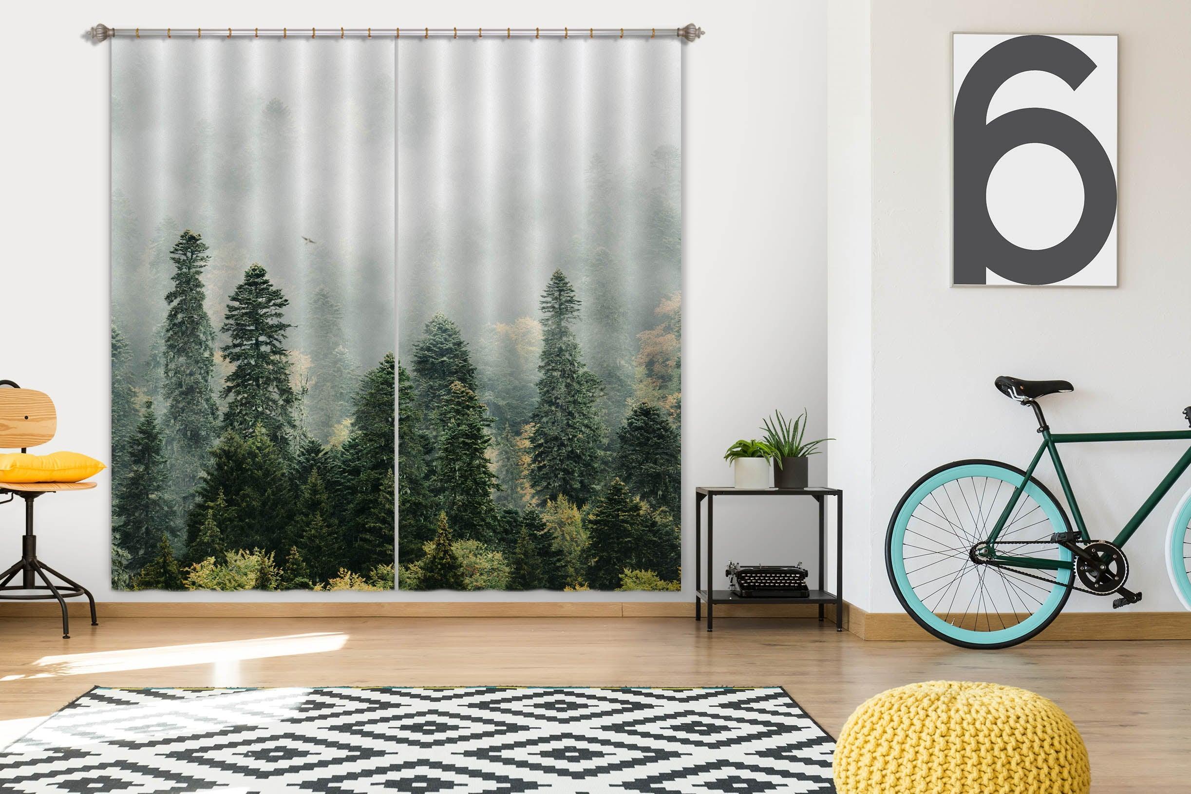 3D Green Forest Fog Curtains and Drapes LQH A764- Jess Art Decoration
